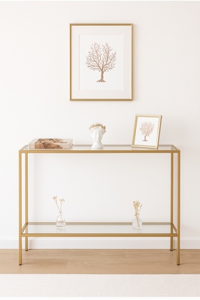 AVİBO HOME Santino Gold Dresuar Kahve Köşesi Modern Konsol Şeffaf Cam 100* 20*85