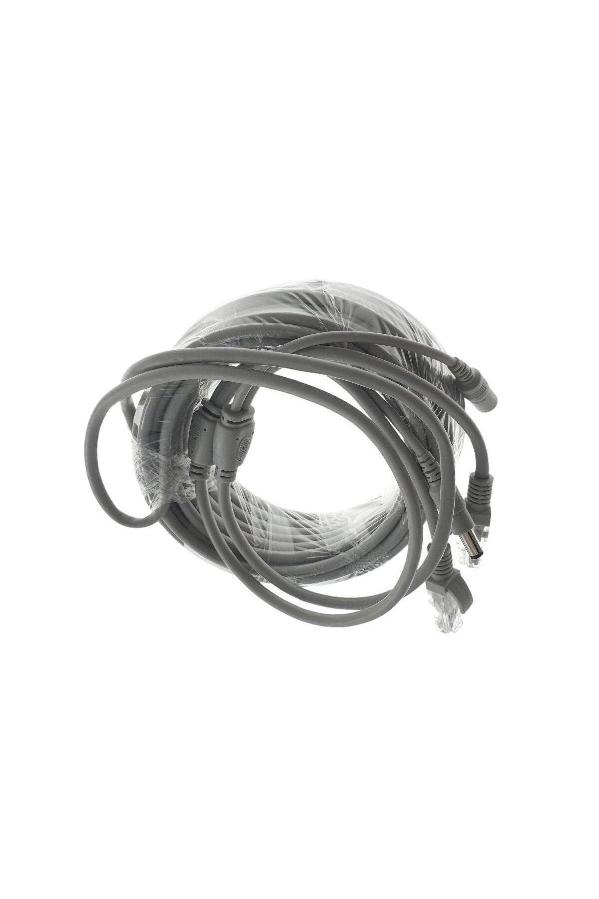 OEM-Cablu retea 10m pentru camera IP CCTV NVR, UTP Cat.5/5e, mufat 2XRJ45 si cablu alimentare mufat, gri 5
