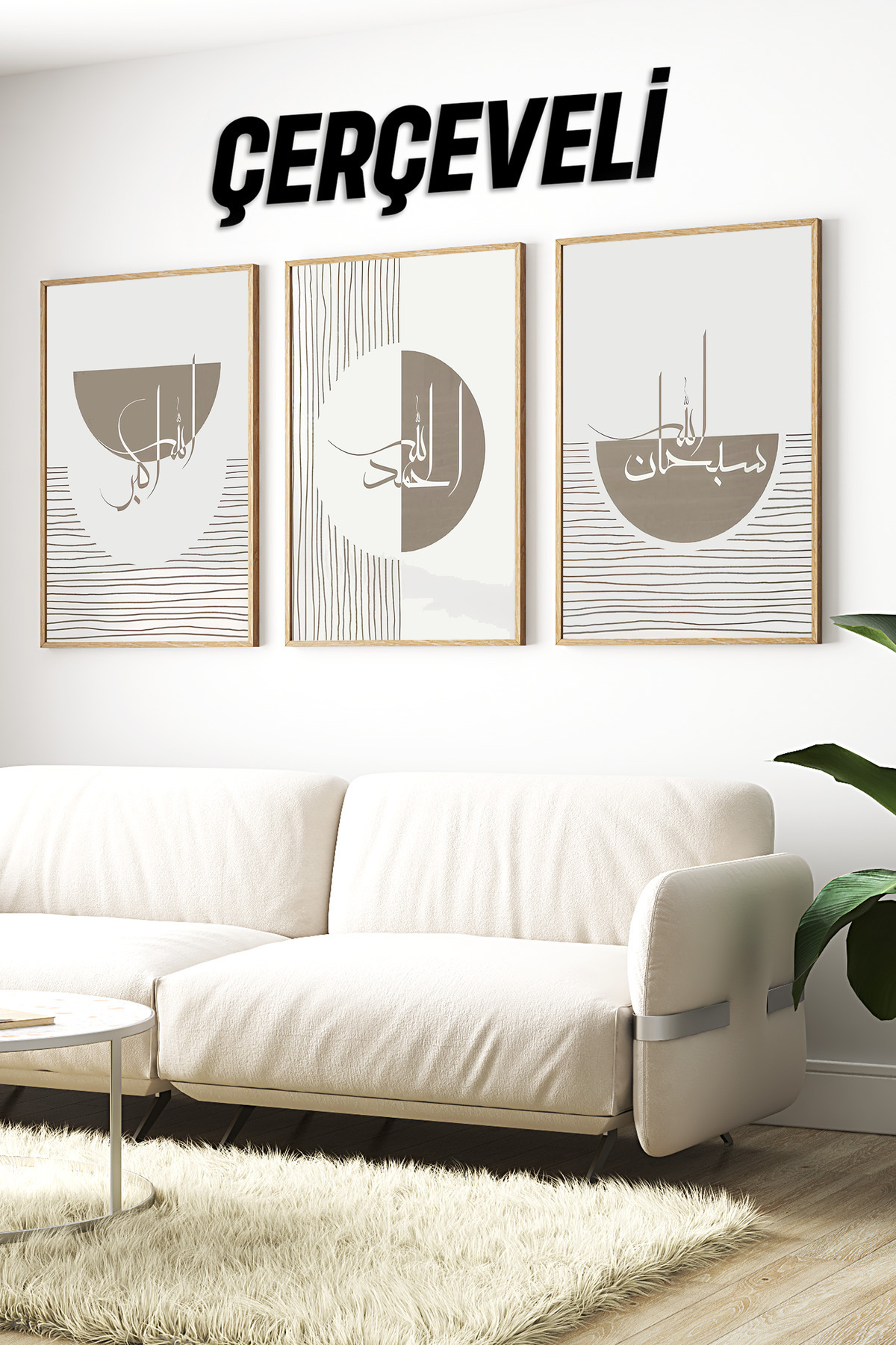 🌿 Modern Hat Yazılı 3’lü Tablo Seti - Çerçeveli 🌿 CRV1198