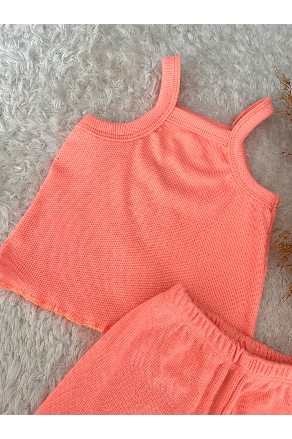 BAHNUR Bebek ÇOCUK Fitilli Ribana Crop Takım Alt-üst Yazlık Şort Takım fotoğrafı 2 (önizleme)