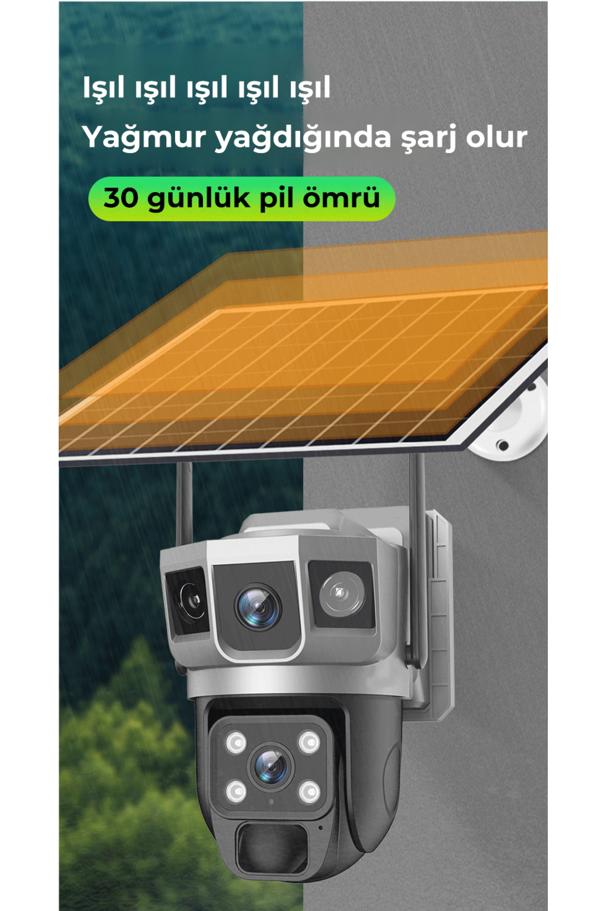 Genel Markalar Sim Kartlı 4G 2 Kameralı Solar Panelli Güneş