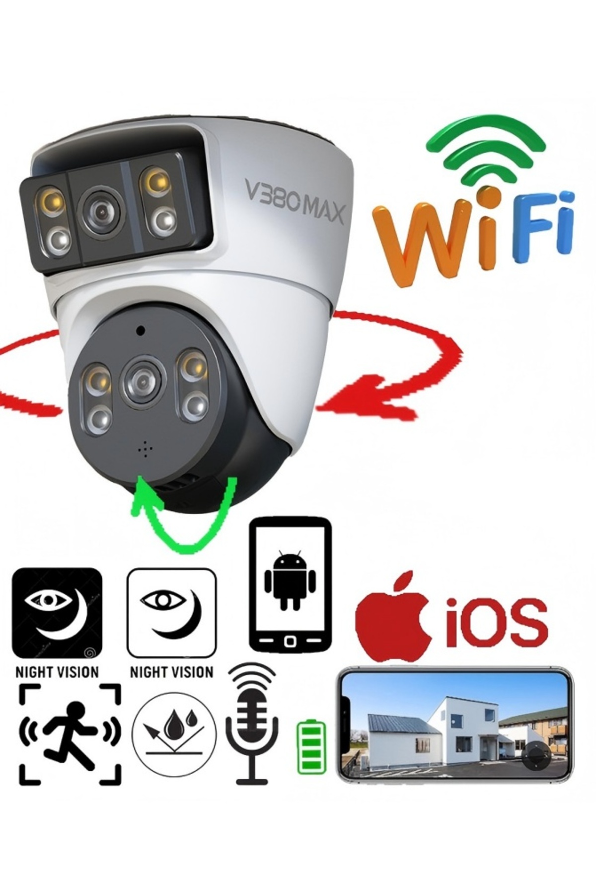 Dobest WIFI ağ bağlantısı 2 Kameralı 4mp Dual Light V380 Pro App Kamera - Fiyatı, Yorumları