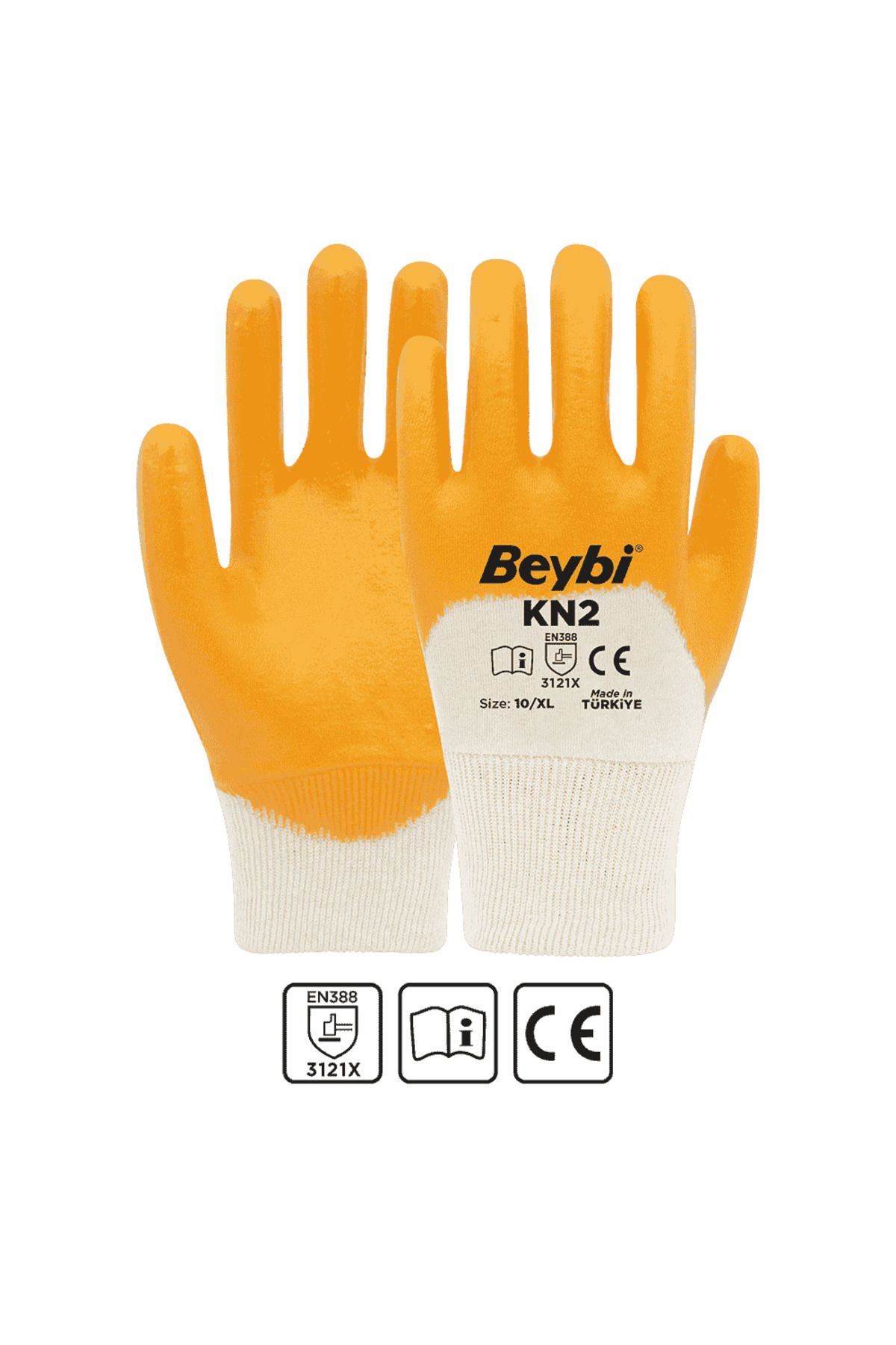 Beybi-Kn2 Yellow Latex Coated Work Gloves - Pack of 12 |   Non-Slip, Flexible and Comfortable Protection 1