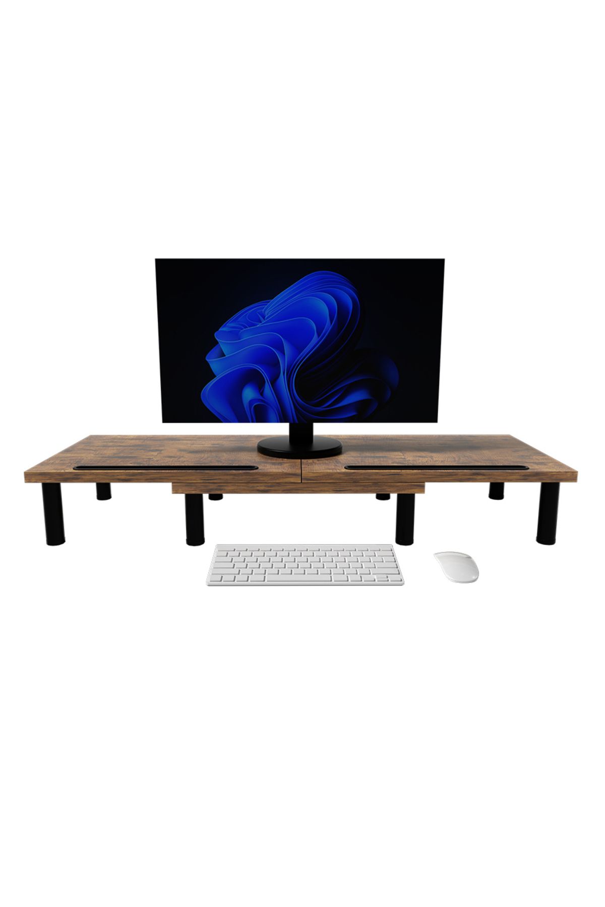 FlashHawk-Dual Monitor Stand Riser, Monitor Stand with Adjustable Length and Angle, with Storage Space 2