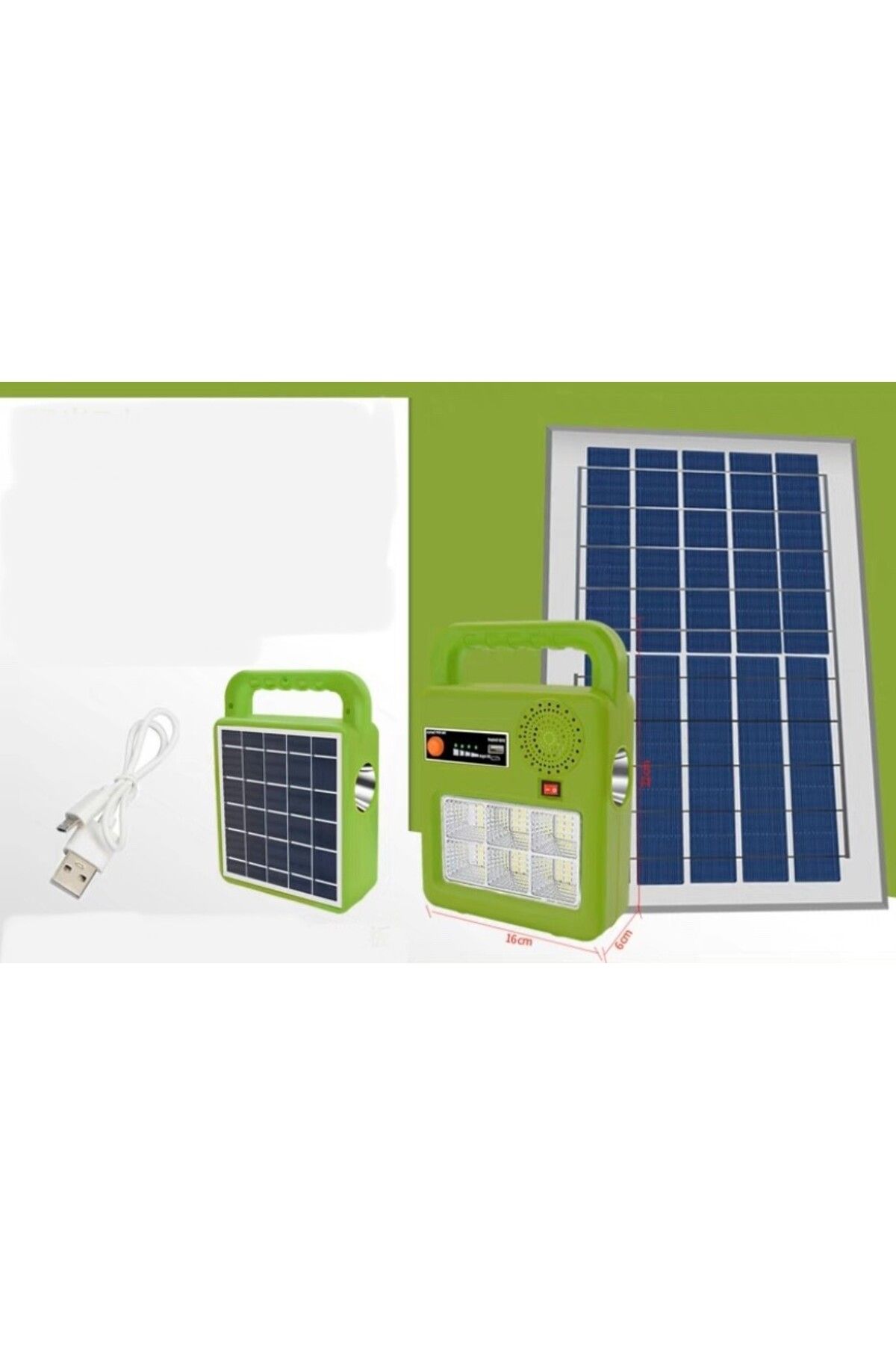 SAndowi-Portable solar kit-Flashlight, speaker, USB output port green 3