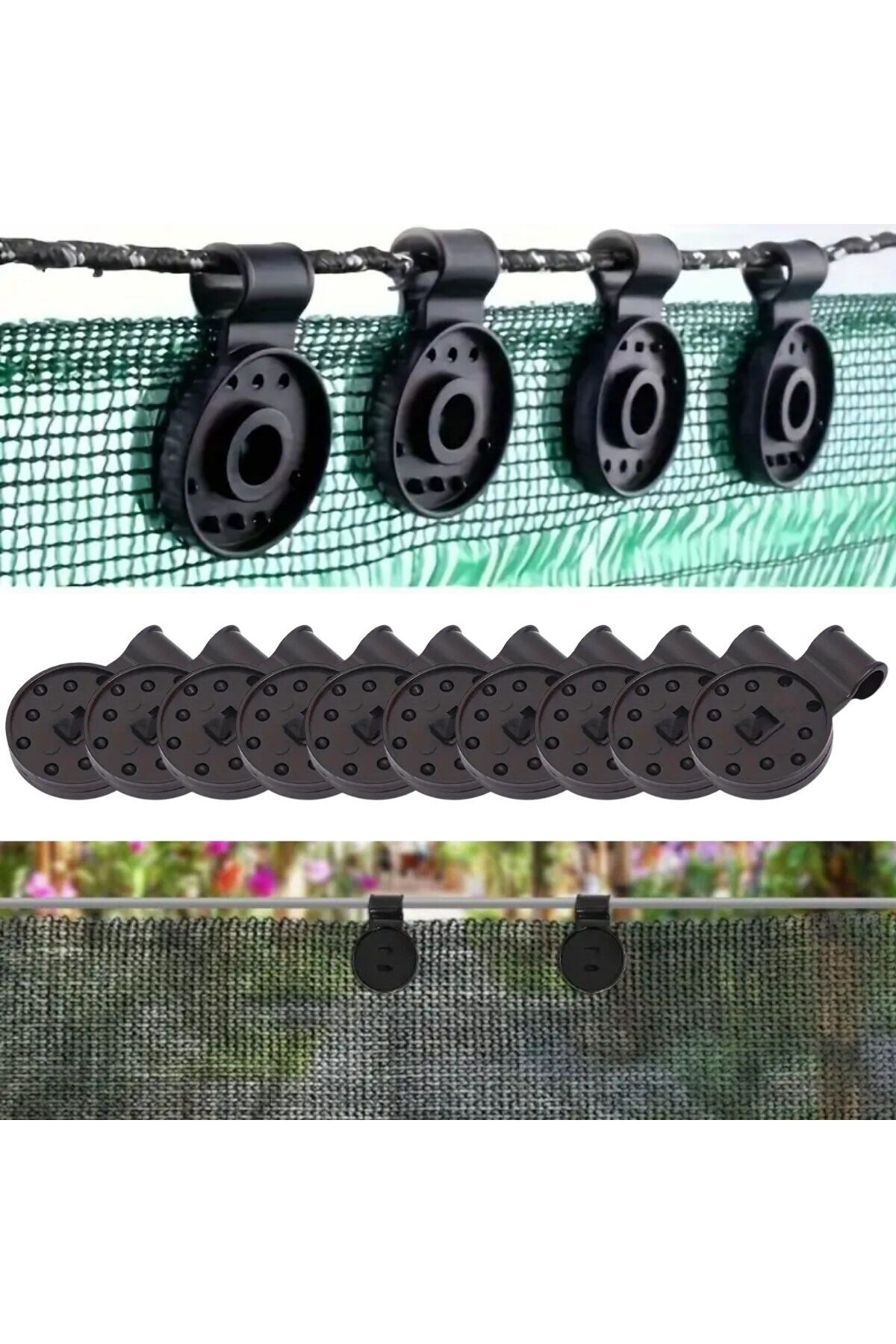 N&M STORE ® 10'lu Sabitleme Klipsleri ve Brandalar İçin Dayanıklı Plastik Kelepçe Kancaları
