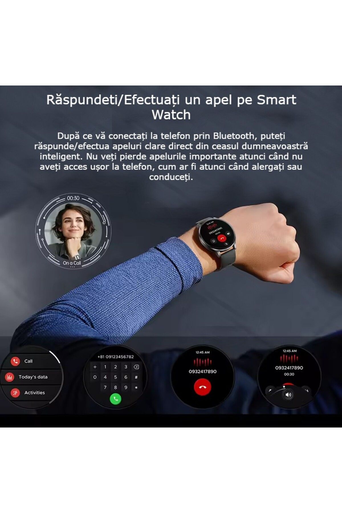 GBV LOGIC-Smartwatch GBV LOGIC, AMOLED, rezolutie 480x320, gps,300mAh,nivel de stres, tensiune arteriala,negru 6