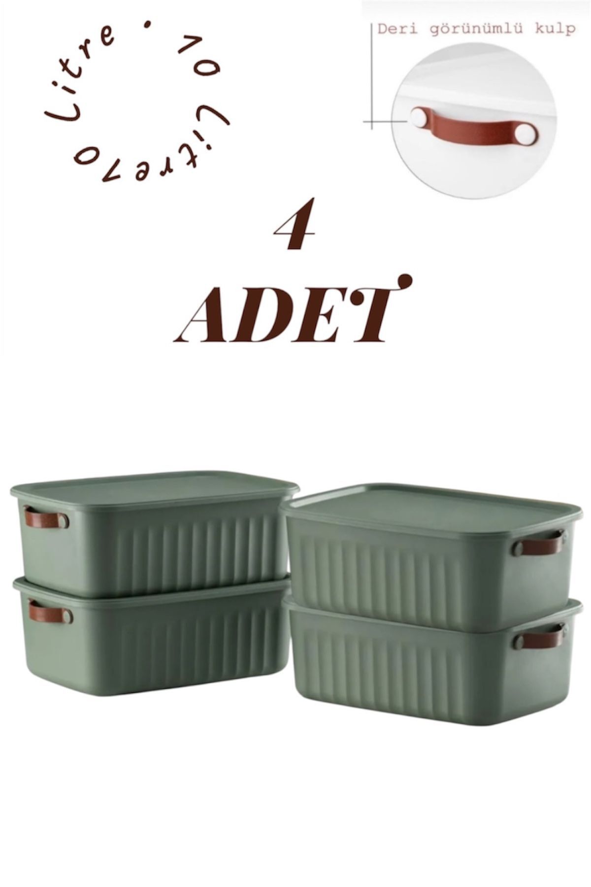 Bayev-4-Piece Green 10 Lt Boxsis Set Multi-Purpose Box with Lid Closet Organizer Organizer - Hobby Box 1