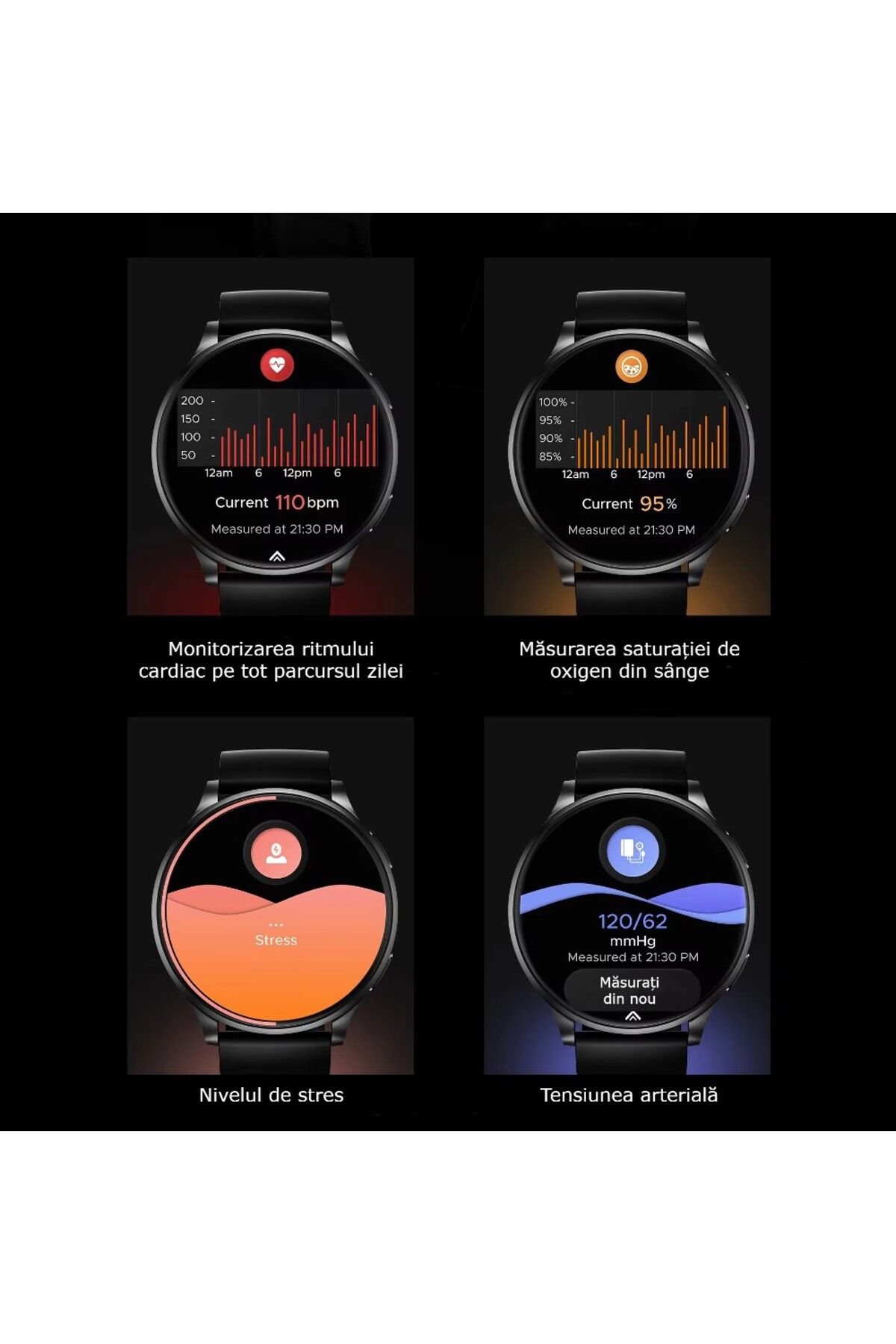 GBV LOGIC-Smartwatch GBV LOGIC, AMOLED, rezolutie 480x320, gps,300mAh,nivel de stres, tensiune arteriala,negru 2