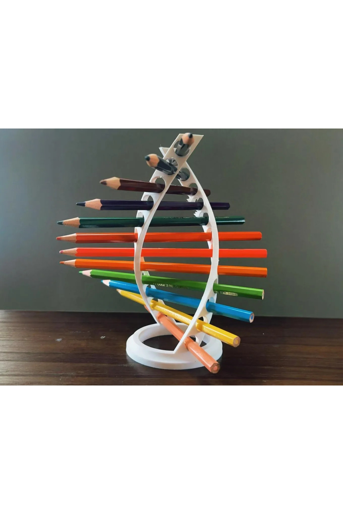 16 cm drehbarer DNA-Helix-Stifthalter – 3D-Druck-Desktop-Organizer mit Doppelhelix-DNA-Design