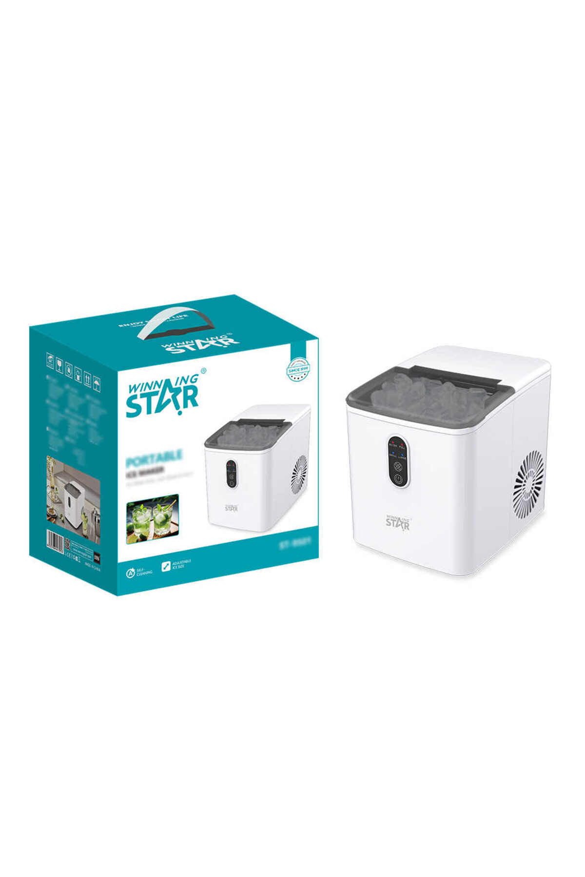 WINNINGSTAR-صانعة ثلج محمولة - ماكينة صنع ثلج ناجتس محمولة مع 9 مكعبات ثلج في 6 دقائق (ST-9501) 7