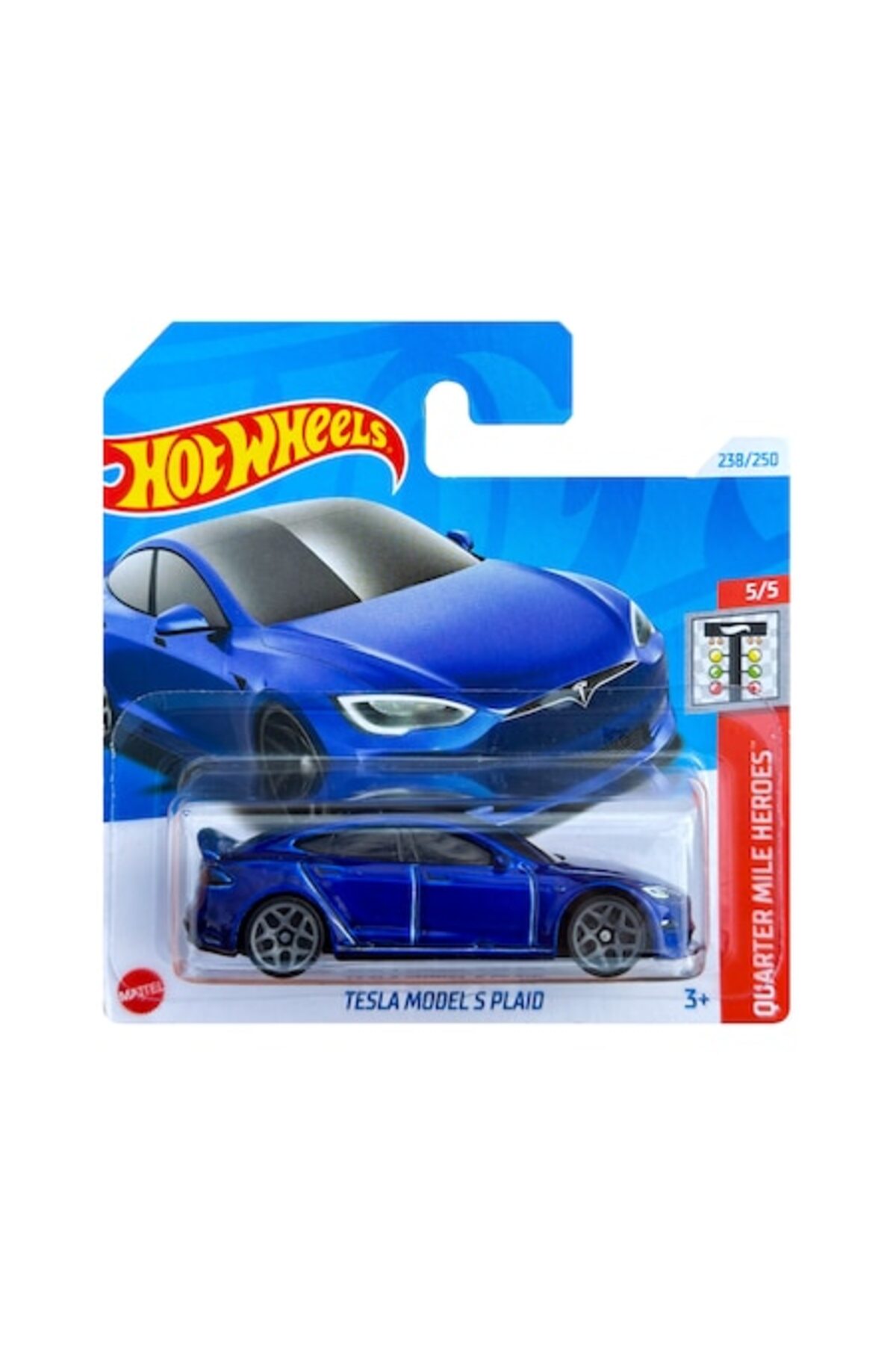 Masinuta Metalica Hot Wheels, Tesla Model S Plaid, 1:64, Albastru