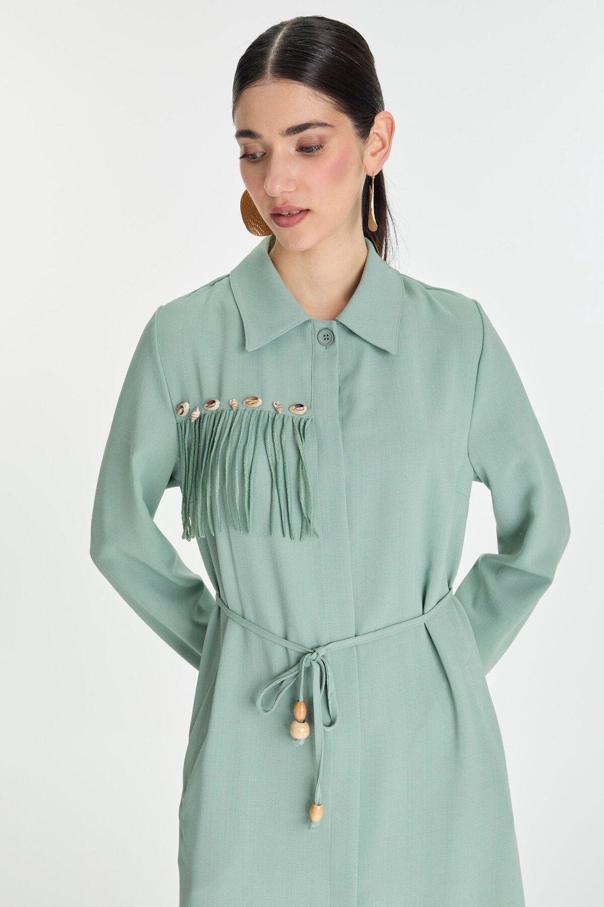 Zühre-Mint Wear and Go with Seashell Detail and Tassels Gc-0234 5