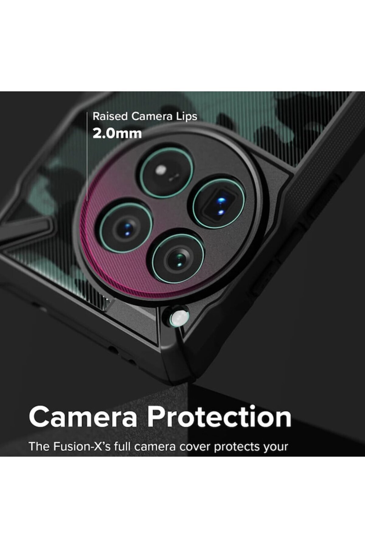 Dali-Protective Case for OnePlus 12, Fusion X, Reinforced Edges, TPU, Camo Black, Black-Transparent 3