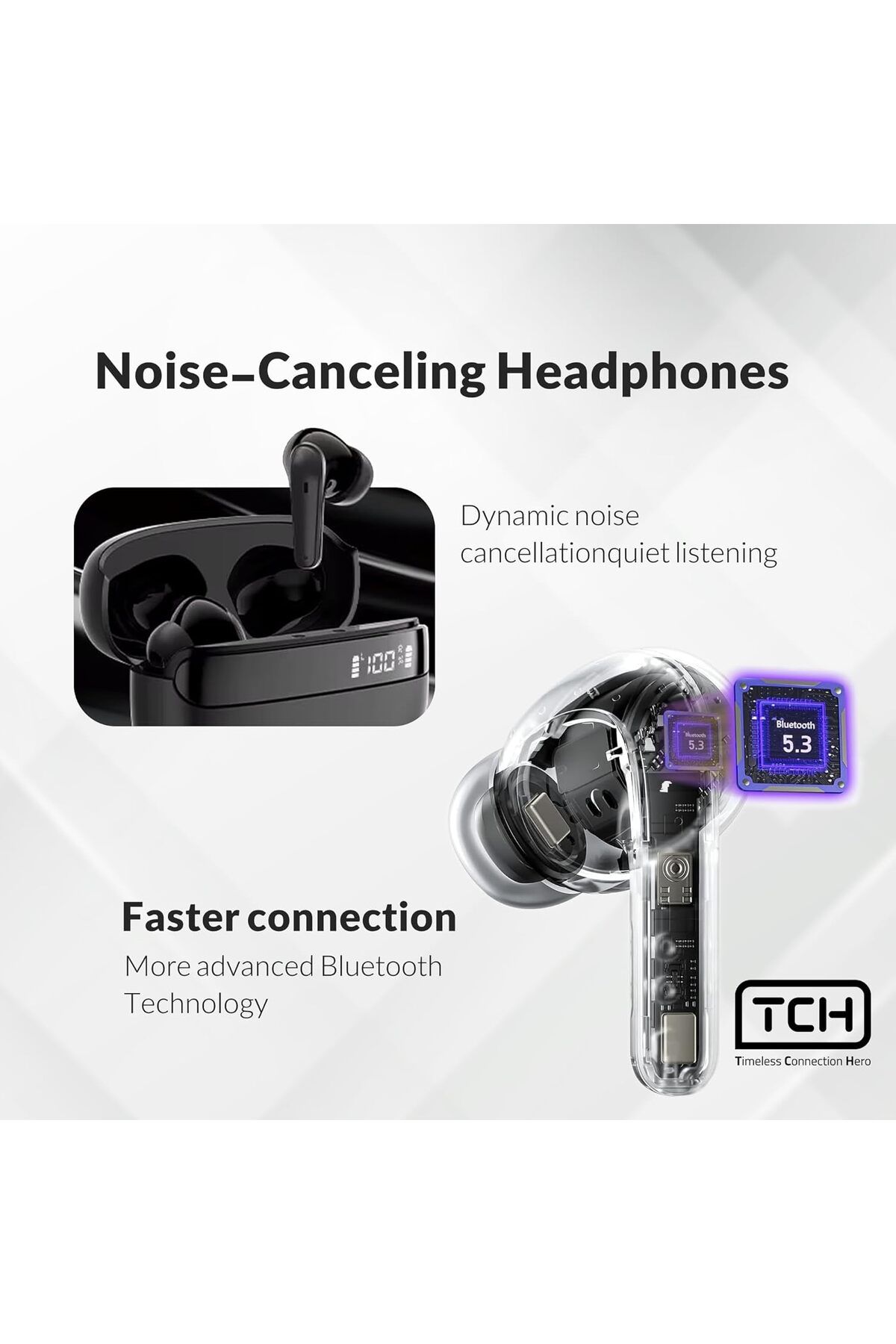 Timeless Connection Hero-TCH L10 ANC Active Noise Cancelling Bluetooth Earbuds 2