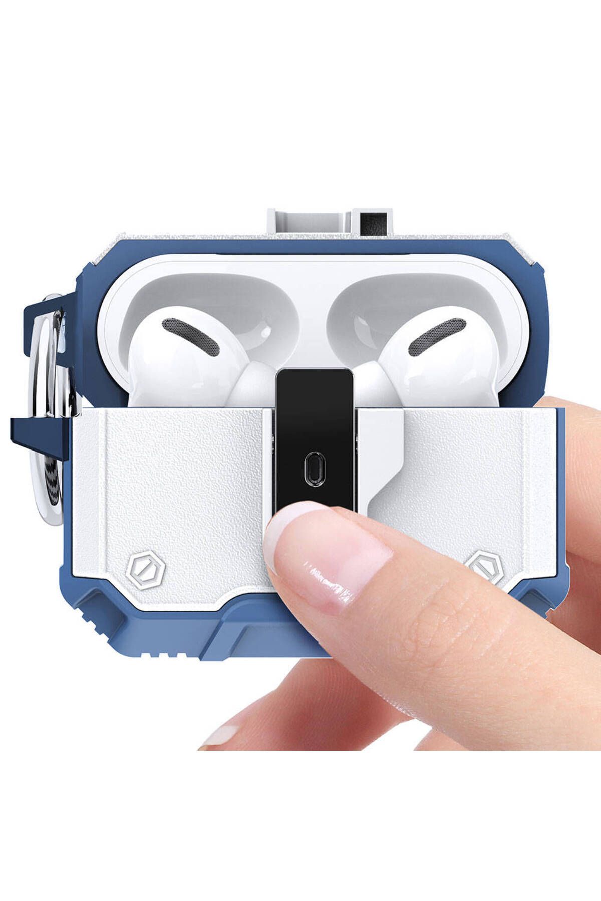 Cep Plus-حافظة Air-Pods Pro 2 CPPL Airbag 35 مقاومة للصدمات مع زر - أزرق 5