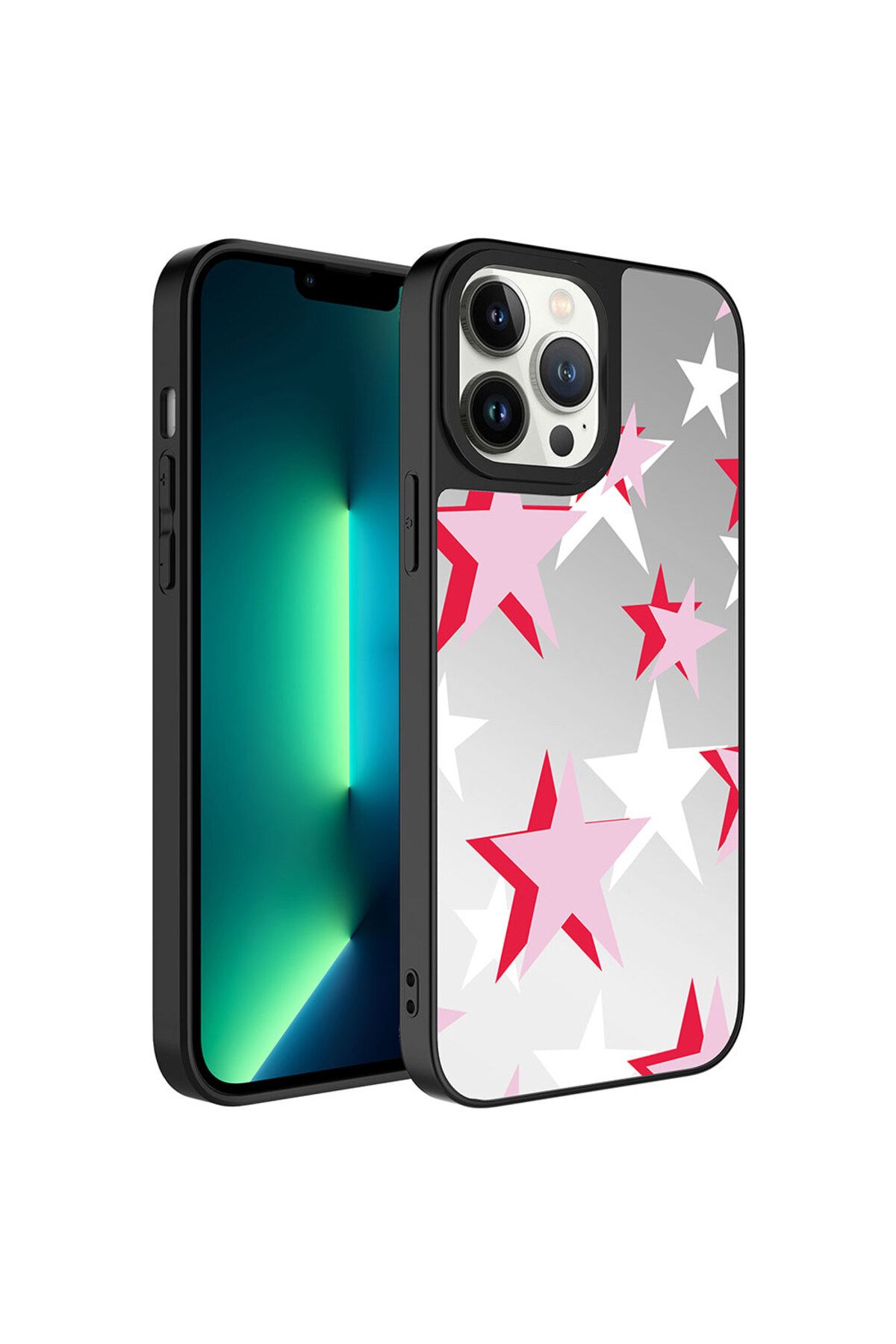 Cep Plus-iPhone 13 Pro Max Compatible Mirrored Pattern Camera Protected Glossy Cppl Mirror Case-Star 1