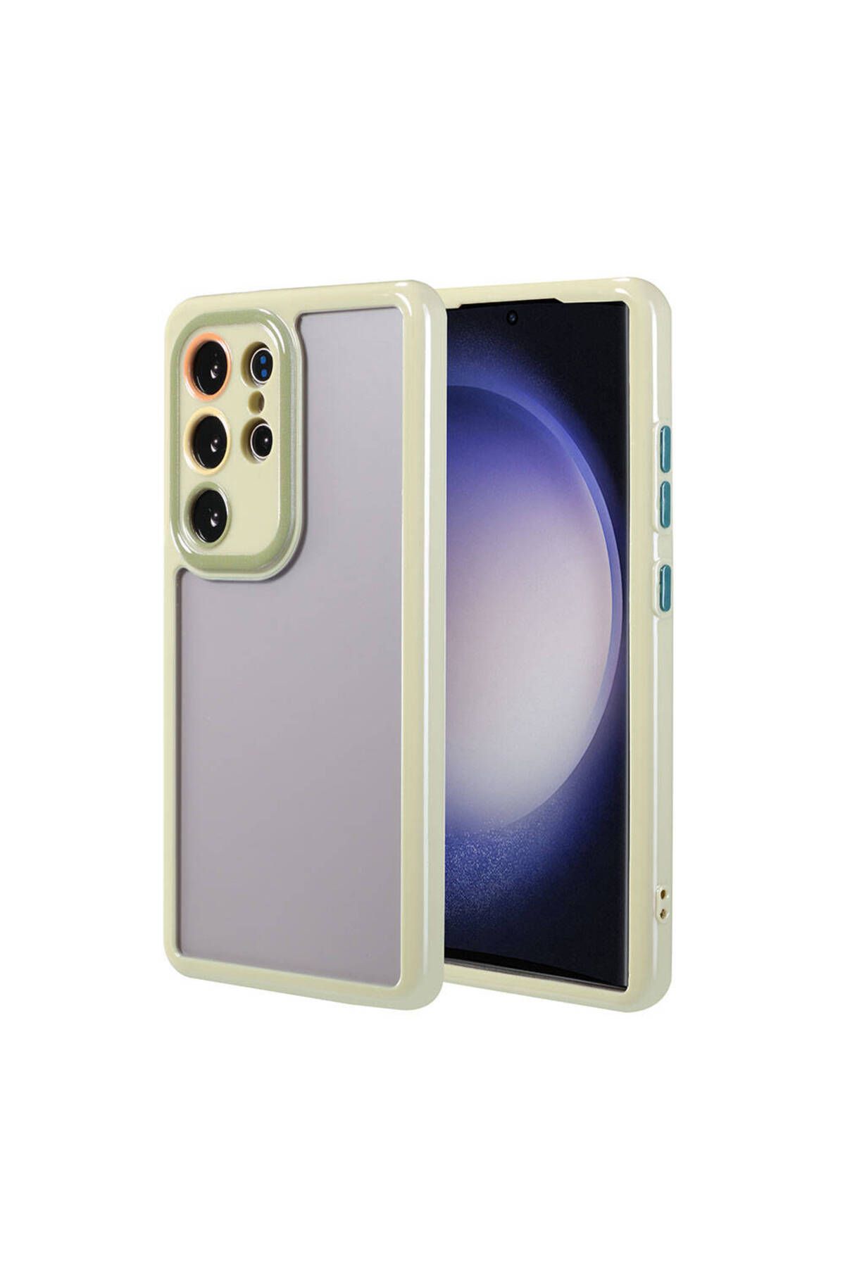 Cep Plus-حافظة Galaxy S23 Ultra مع حماية للكاميرا وتصميم حواف وإطار ملون CPPL غطاء فيتامين - أخضر 1