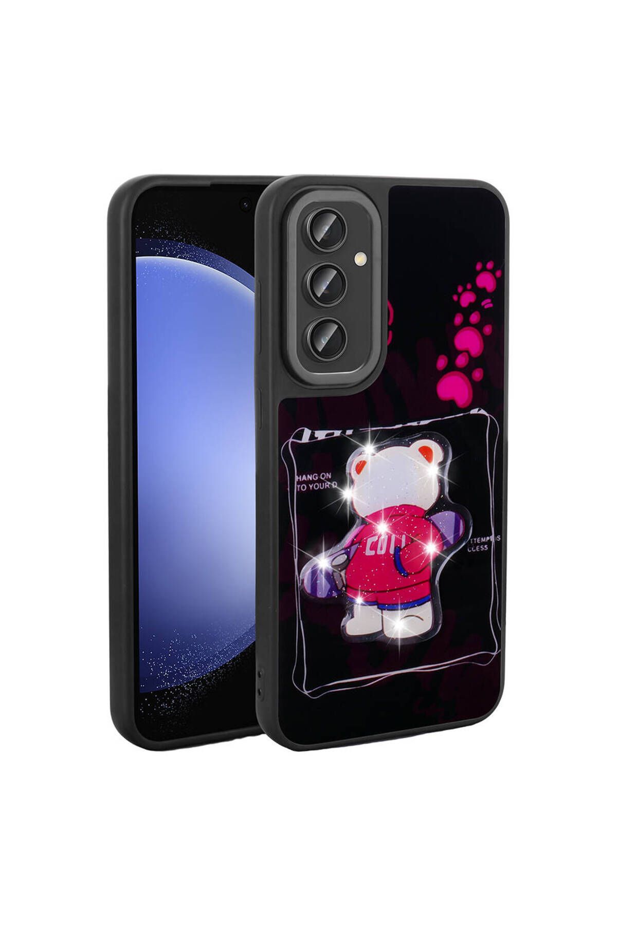 Cep Plus-Galaxy S23 Fe Case Cppl Amas Silicone Cover with Shining Embossed Iconic Figure - White 2