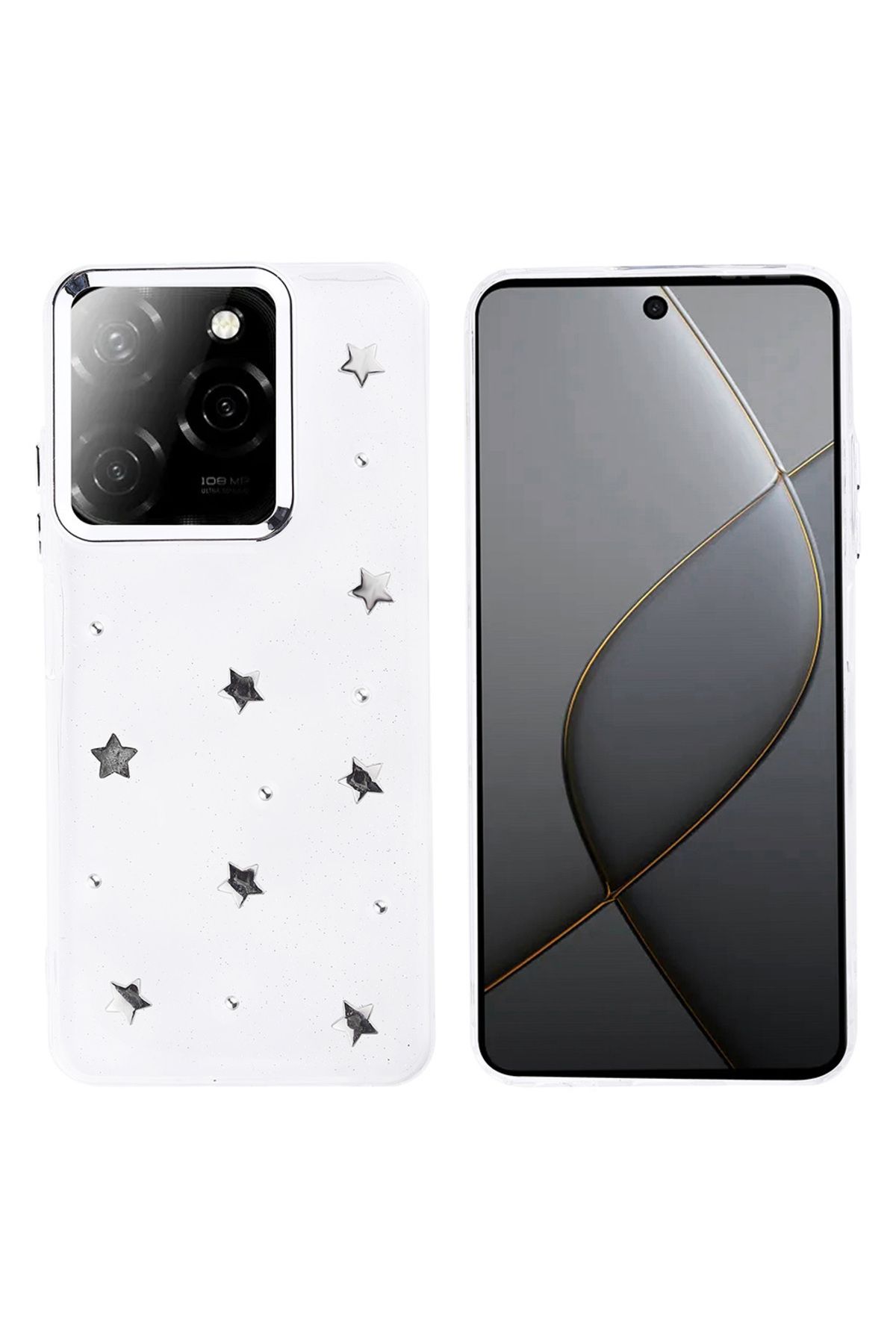 Cep Plus-Tecno Spark 20 Pro 5g Case Airbag Design Silvery Transparent Cppl Pole Cover - Star 1