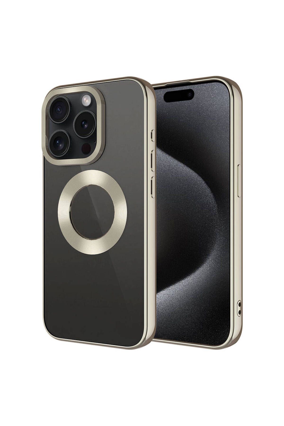 Cep Plus-Cppl Omega Case for iPhone 15 Pro Compatible Single Camera Frame with Logo-Titanium 1