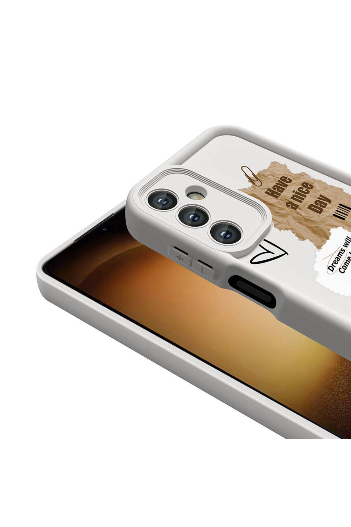 Cep Plus-Galaxy A15 Case Printed Back Surface with Camera Protection Cppl Classy Cover - Light Brown 8