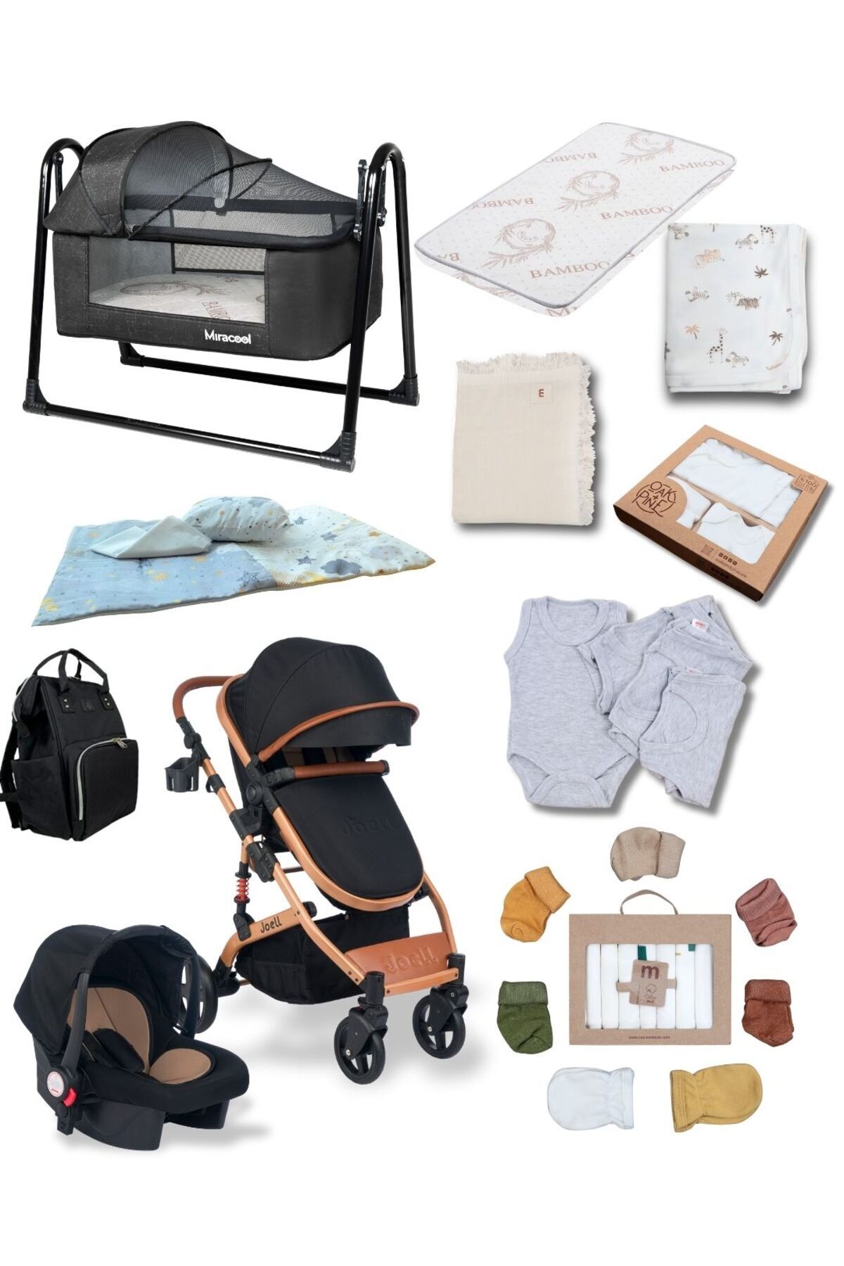 Joell 34 Parça Bebek Seti / Truva Travel Bebek Arabası / Puset / Beşik +31