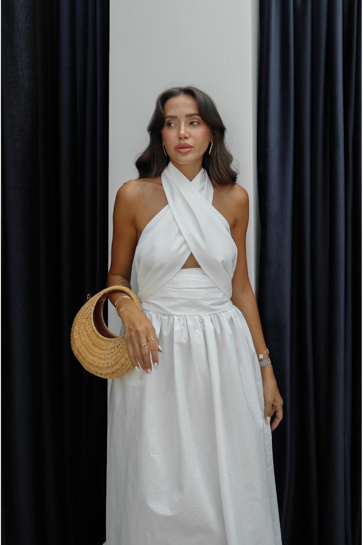 Havoş-Rochie Ecru Criss Halter 4