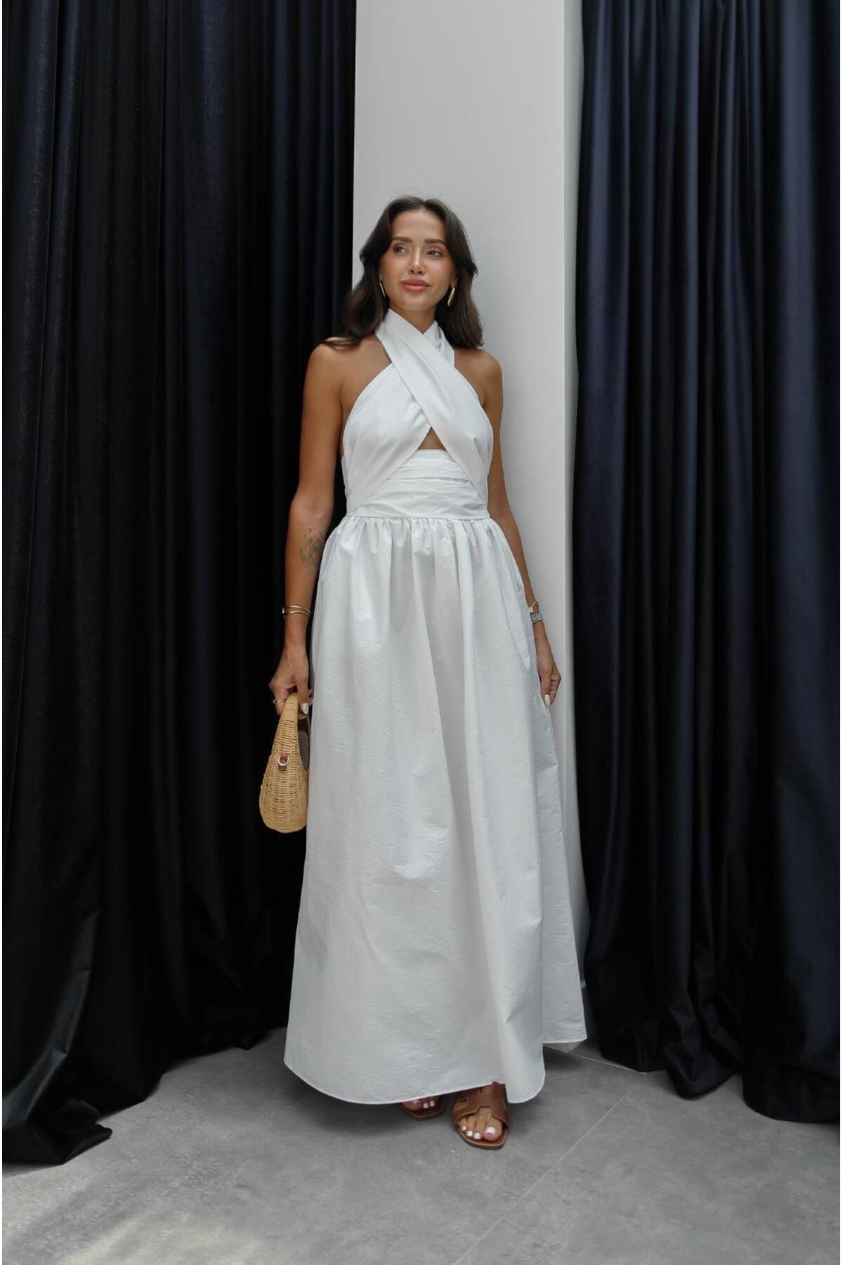 Havoş-Rochie Ecru Criss Halter 1