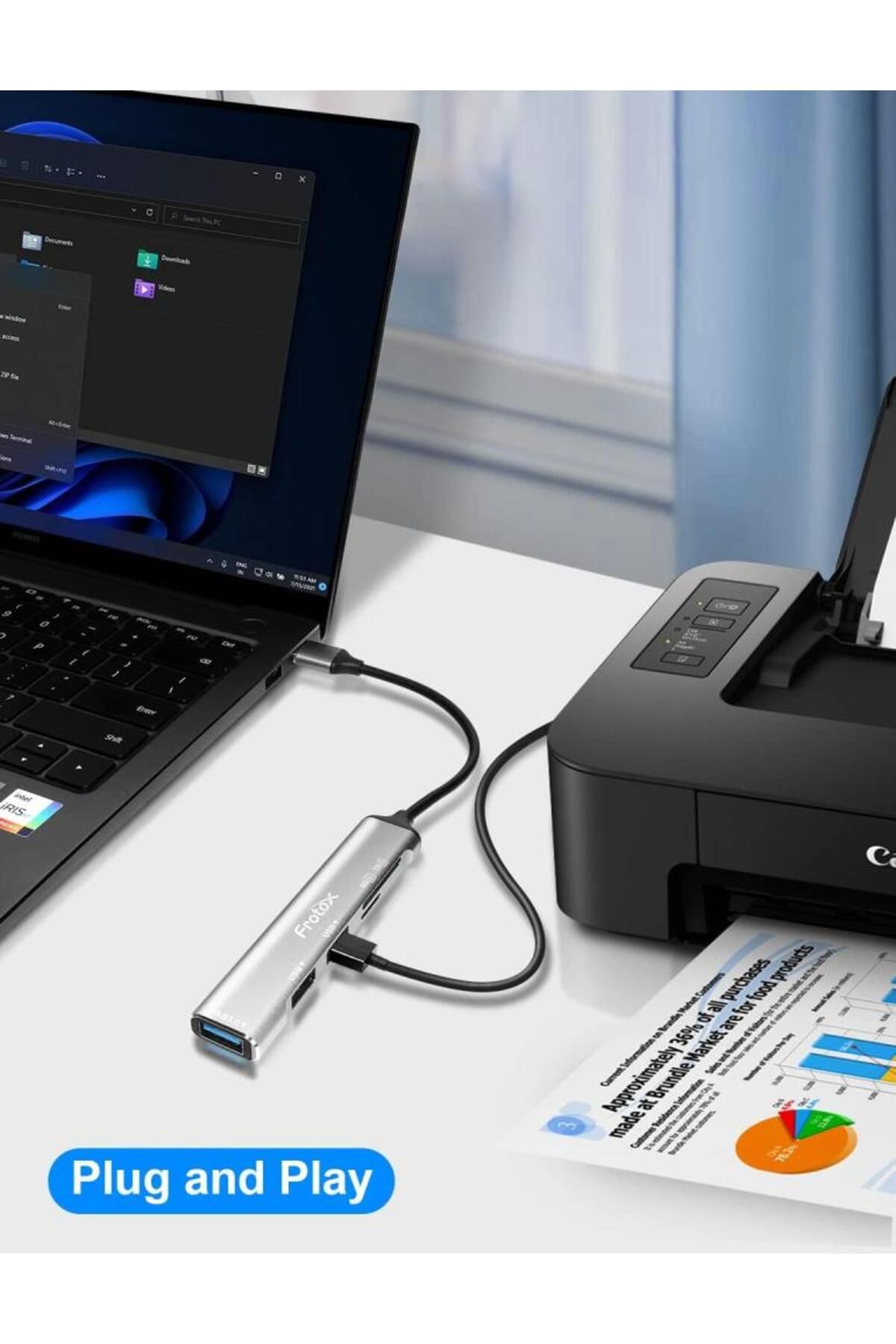 Spon-منفذ توصيل 5 في 2 مع قارئ ذاكرة USB 5