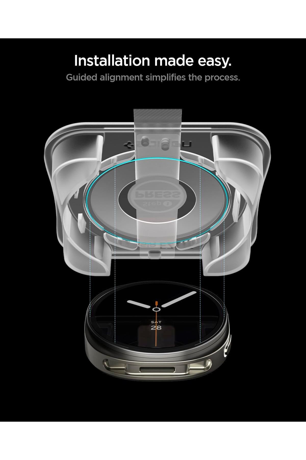 Spigen-واقي شاشة GLASTR EZ Fit لساعة Galaxy Watch 8 مقاس 44 مم مع مجموعة تثبيت المحاذاة التلقائية - [عبوة من قطعتين] 5