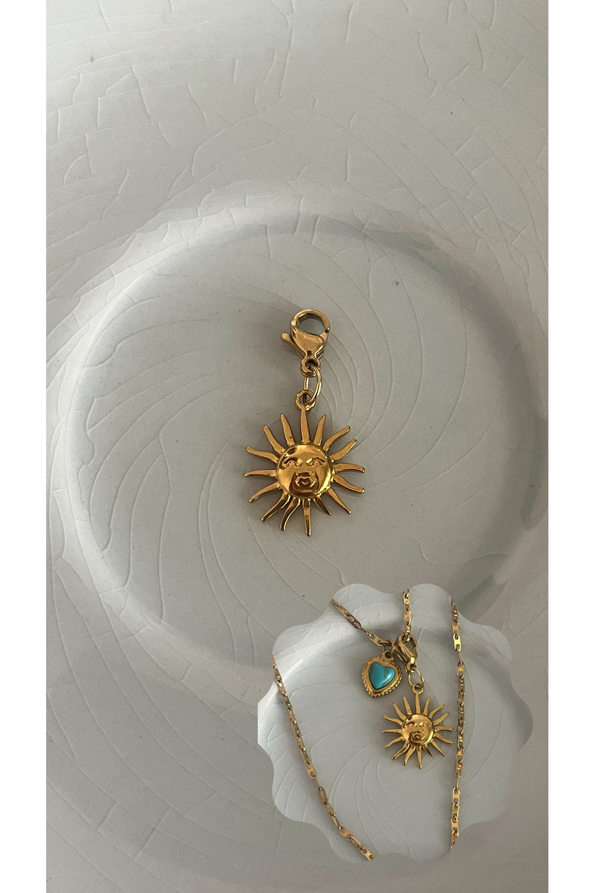 Hoop jewelery tek adet çelik güneş charm