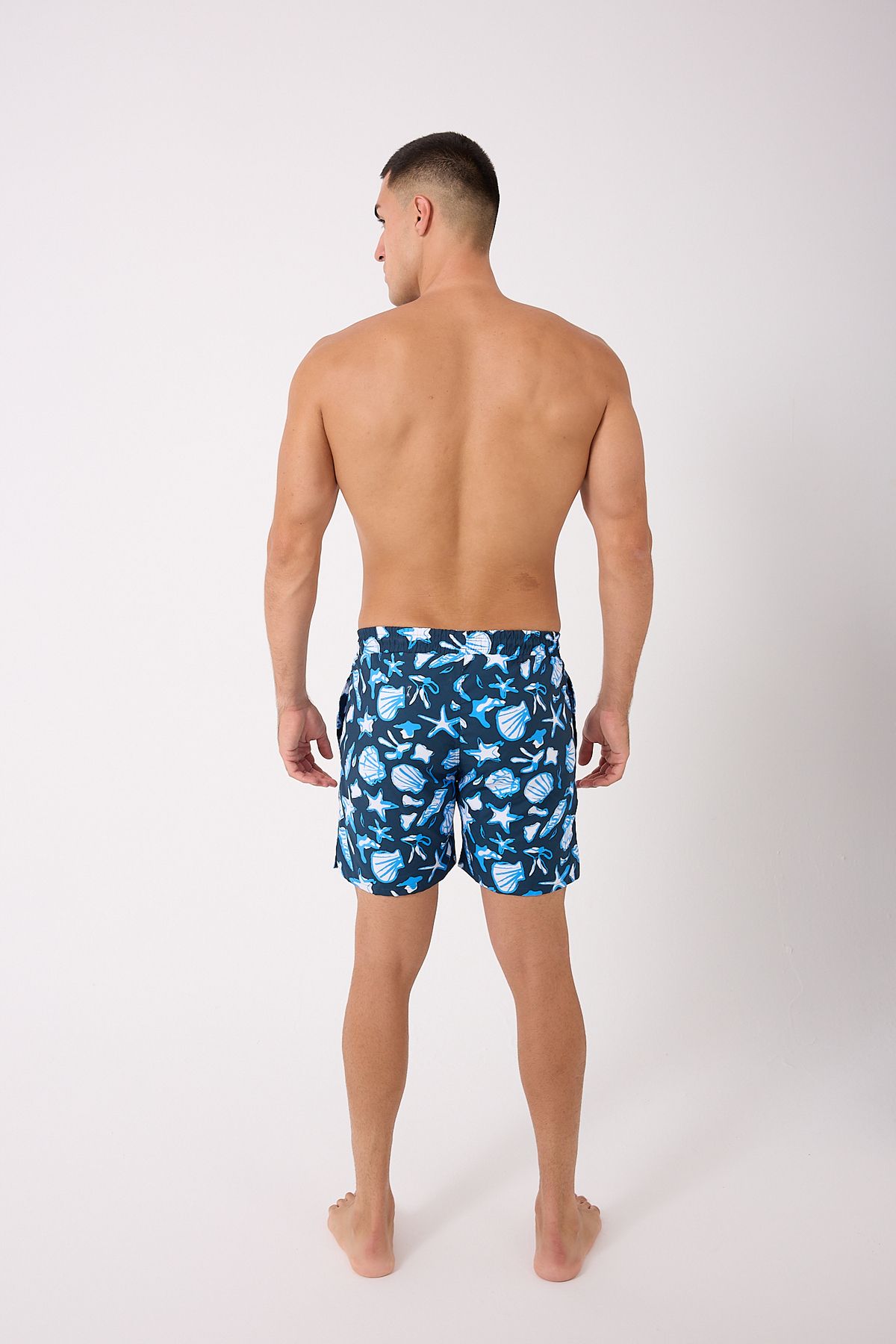 DOMİN SPOR-Patterned Men's Swim Shorts with Pockets and Mesh Dmn105003 3