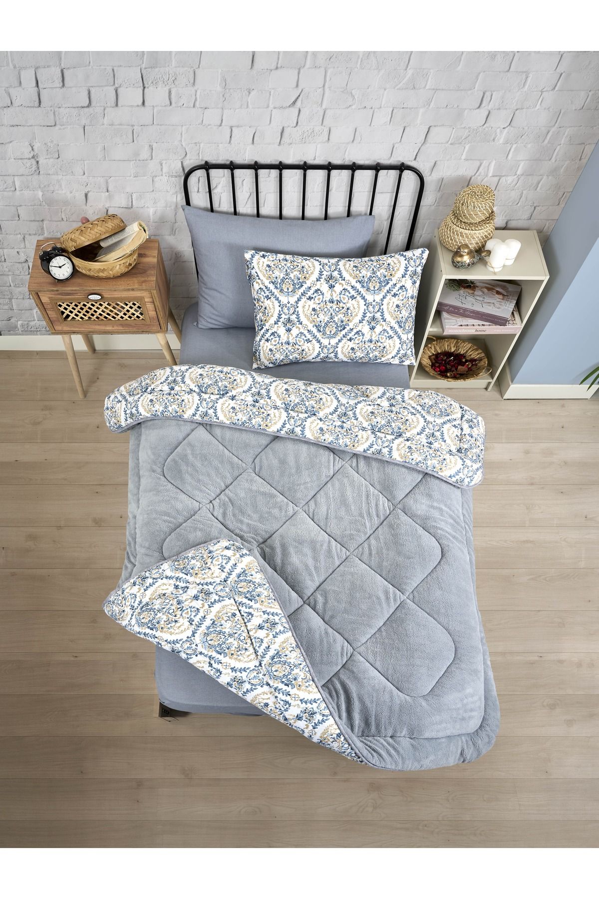 Sudemhome-Single Welsoft Sleeping Set Double Sided Wellsoft Fluffy Fleece Quilt and 100X200 Elastic Sheet 6