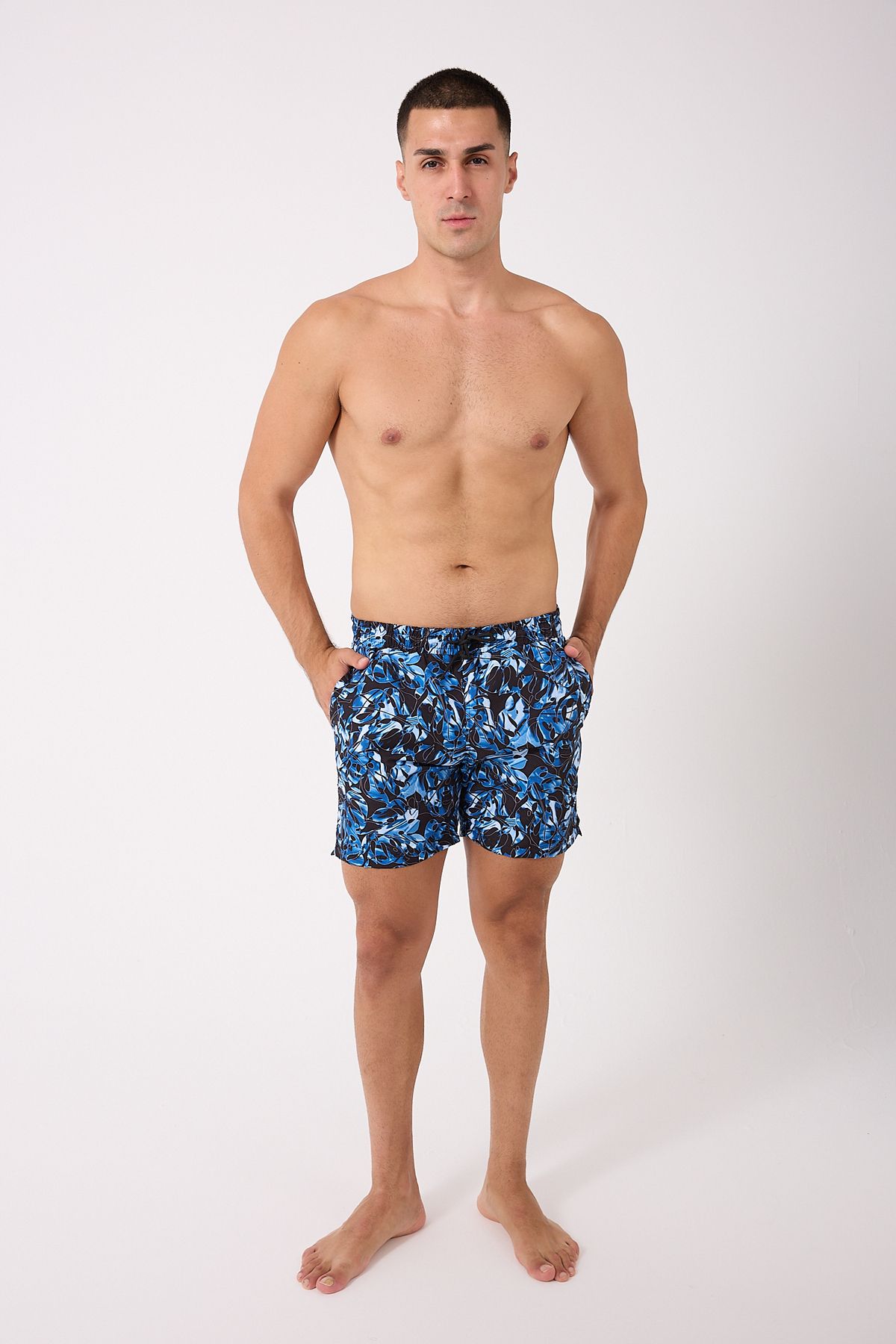 DOMİN SPOR-Patterned Men's Swim Shorts with Mesh Pocket Quick-Drying Dmn105003 1