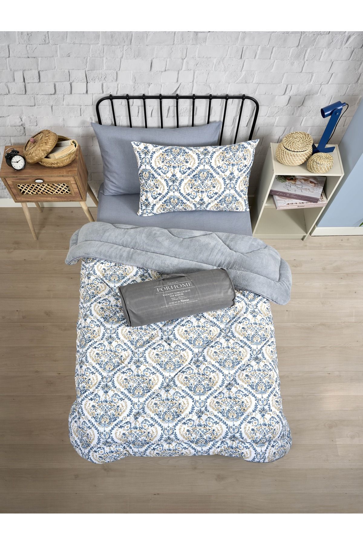 Sudemhome-Single Welsoft Sleeping Set Double Sided Wellsoft Fluffy Fleece Quilt and 100X200 Elastic Sheet 4