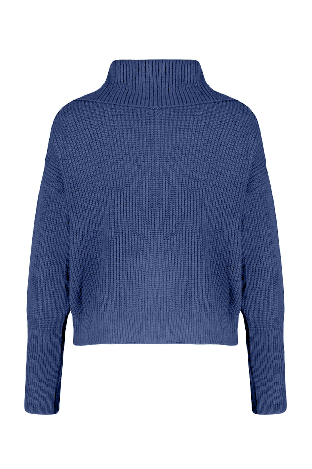 Trendyolmilla  Indigo Geniş Kalıp Devrik Yaka Fermuarlı Triko Hırka TWOAW24HI00072 - Görsel 9