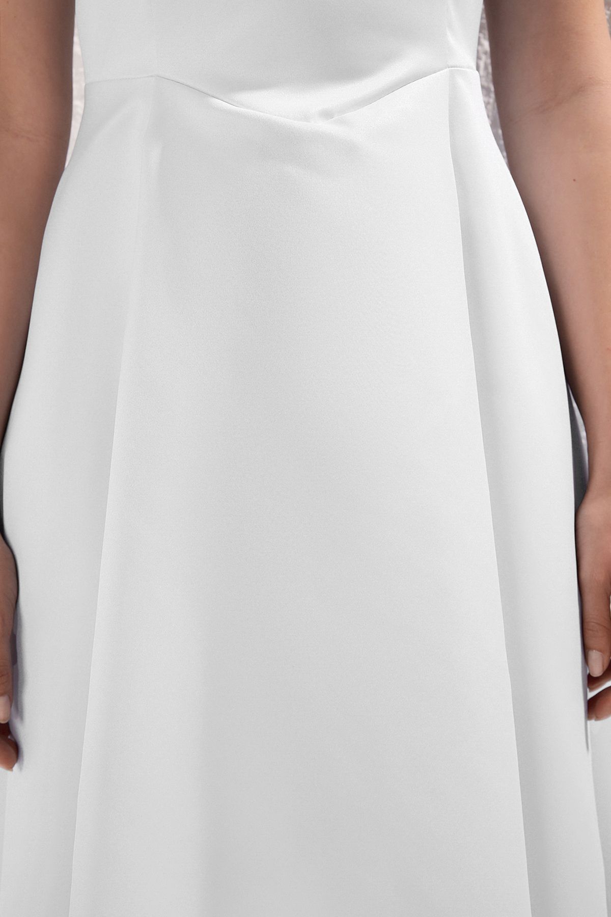 Trendyol Collection-Λευκό A-Line Satin Weaving Κομψό βραδινό φόρεμα επιστροφής στο σπίτι TPRAW25EL00040 8