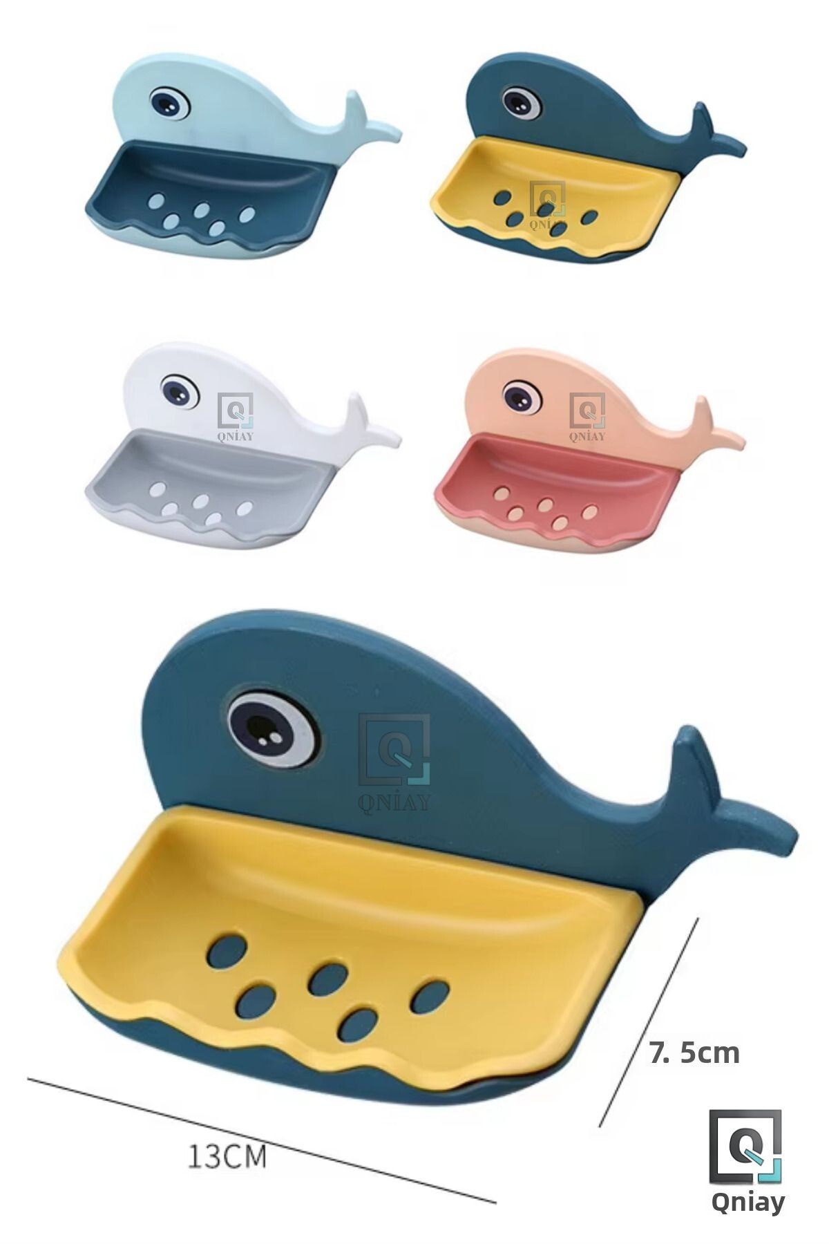 QNİAY-Whale Shape Soap Holder Box Bathroom Shower Sponge Storage Container (1Pcs) Practical Assembly Soap Accessories 2