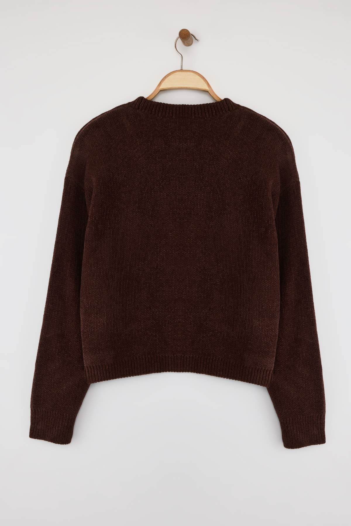 Trendyolmilla  Kahverengi Geniş Kalıp Özel İplik Triko Kazak TWOAW26KZ00090 - Görsel 6