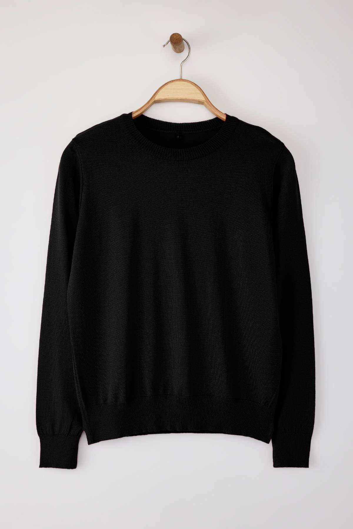 Trendyolmilla  Wardrobe Essentials Siyah Merserize Görünümlü İnce Basic Triko Kazak | TWOAW26KZ00081 - Görsel 5