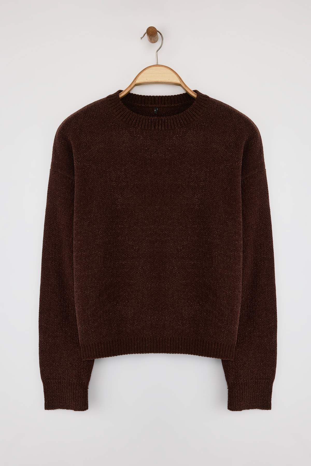 Trendyolmilla  Kahverengi Geniş Kalıp Özel İplik Triko Kazak TWOAW26KZ00090 - Görsel 5