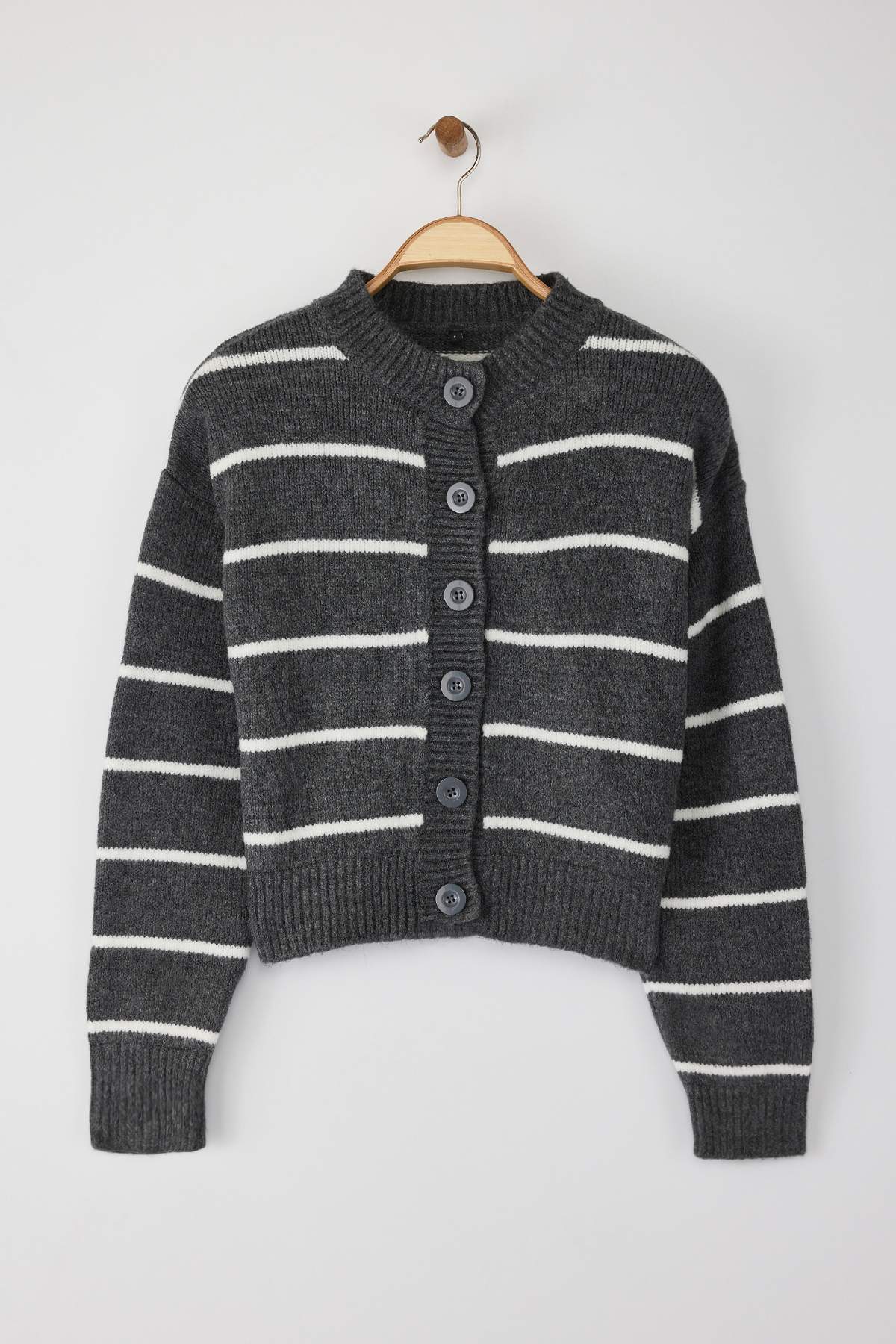 Trendyolmilla  Siyah-Antrasit Yumuşak Dokulu İkili Paket Bisiklet Yaka Triko Hırka TWOAW25HI00352 - Görsel 9