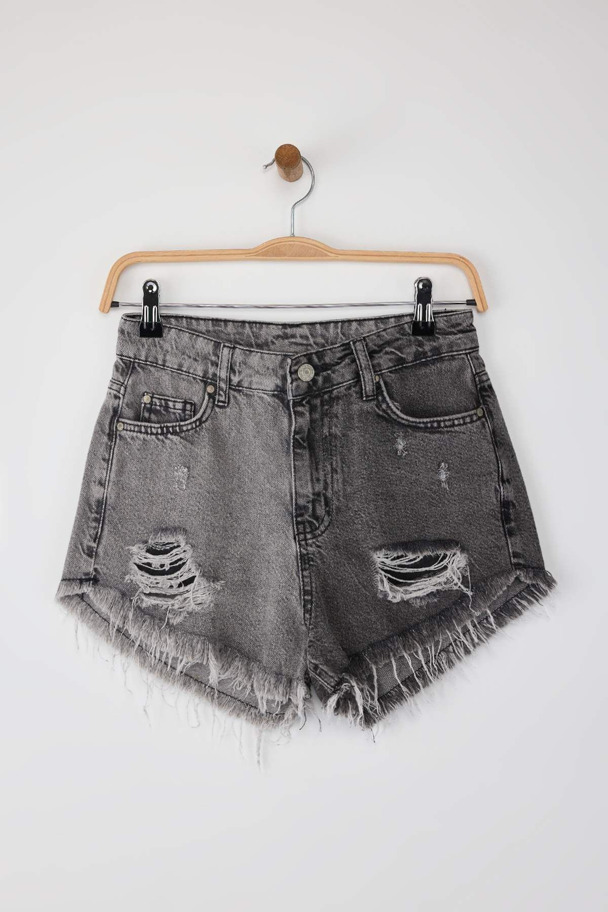 Trendyol Collection-Farmer színű blokk farmer strandrövidnadrág TBESS22SR0391 6