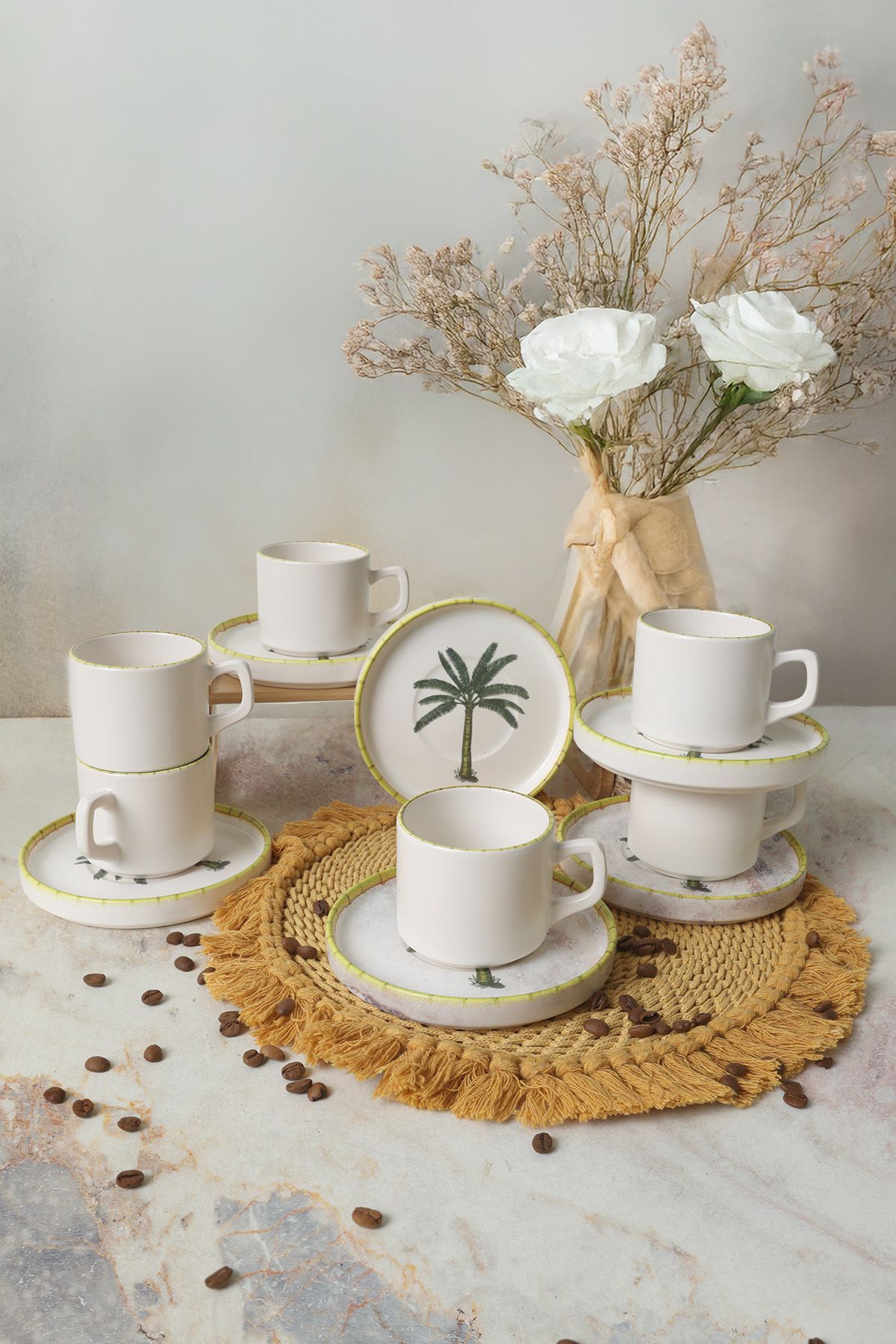 Keramika-Σετ τσαγιού Palm Stackable 12 τεμαχίων για 6 άτομα 22642 2