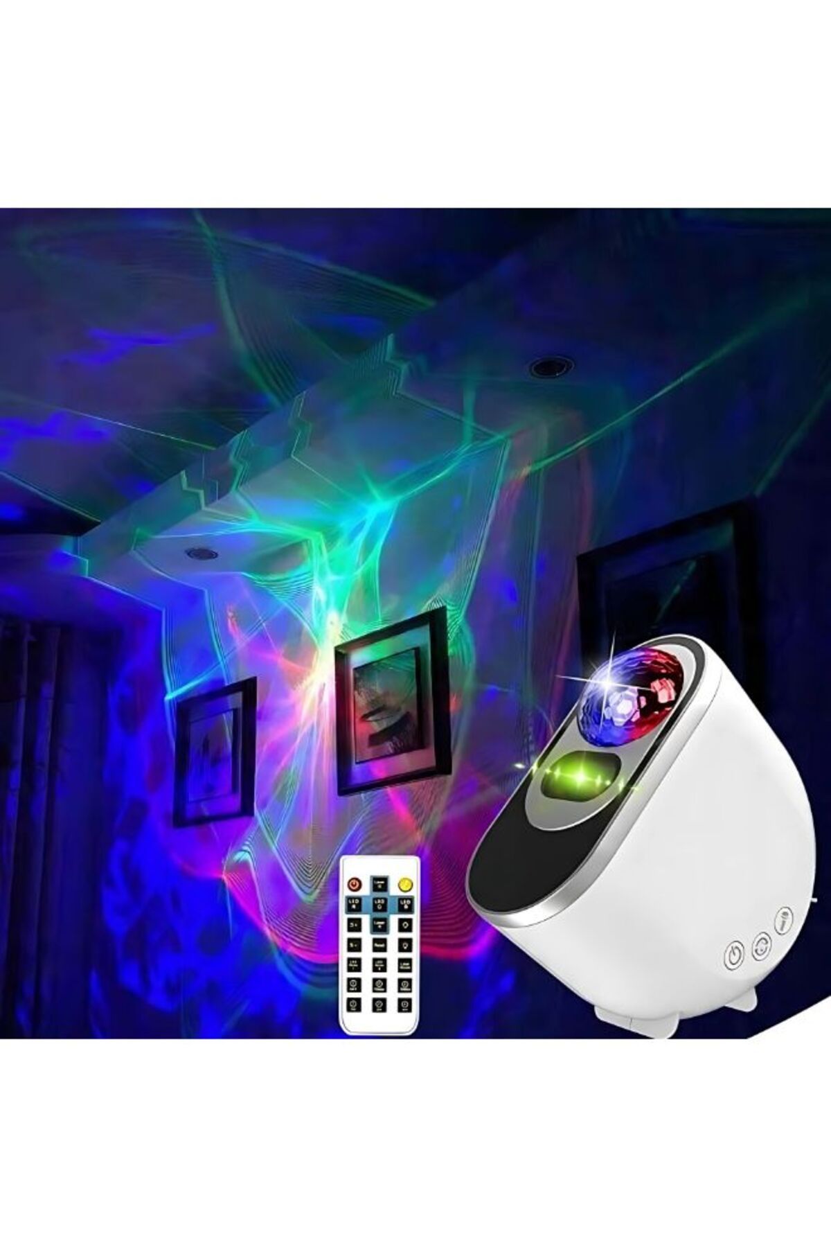 EGG-Galaxy Aurora Projector 3 in 1 LED Northern Lights Star Projector with Bluetooth Speaker & White 3