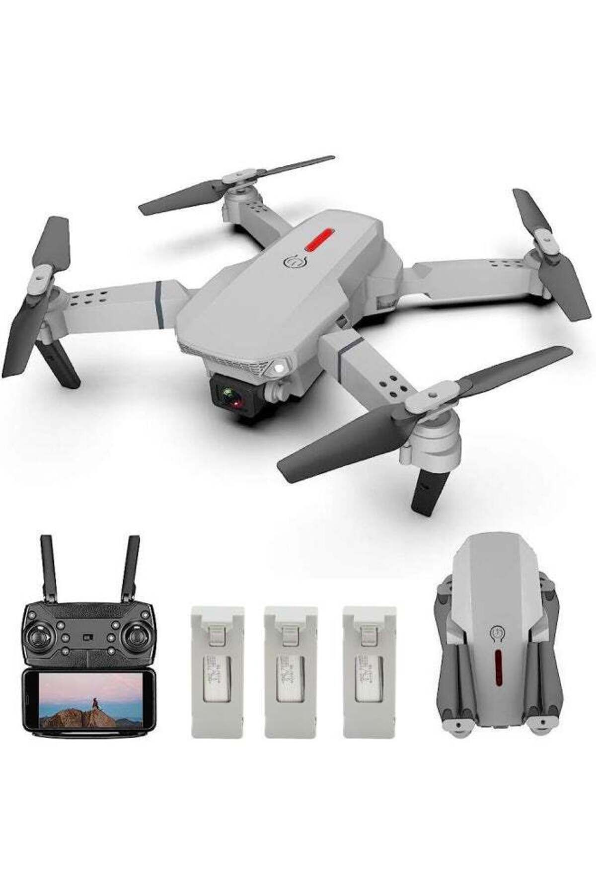 Generic-4k Dual Mini Camera Drone Wi-fi Fpv, Headless Mode, 3 Batteries, Foldable Quadcopter – Grey 1