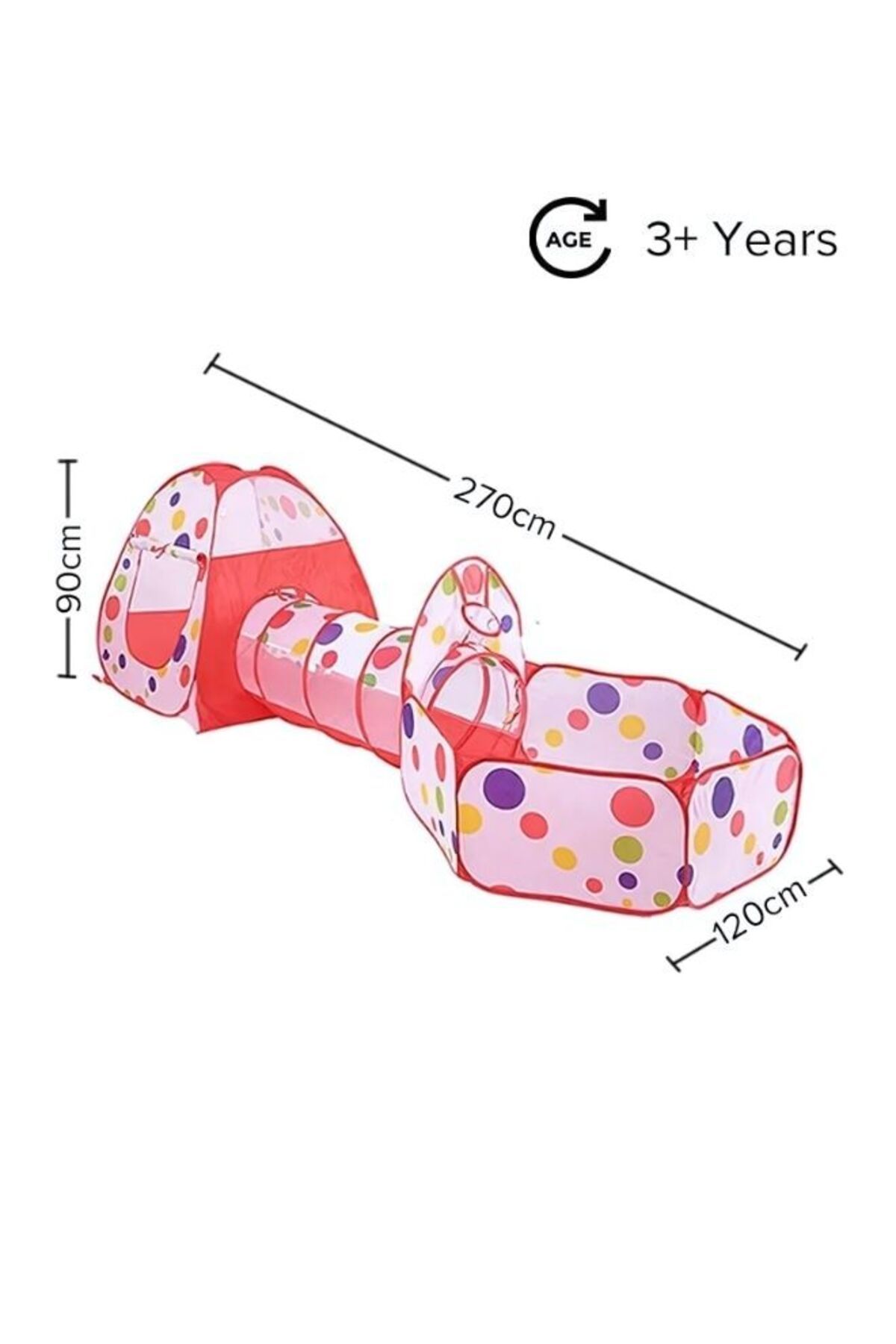 Generic-Somay 3-In-1 Pop Up Foldable Portable Indoor Outdoor Play Tent House With Tunnel And Ball Pool For C 4