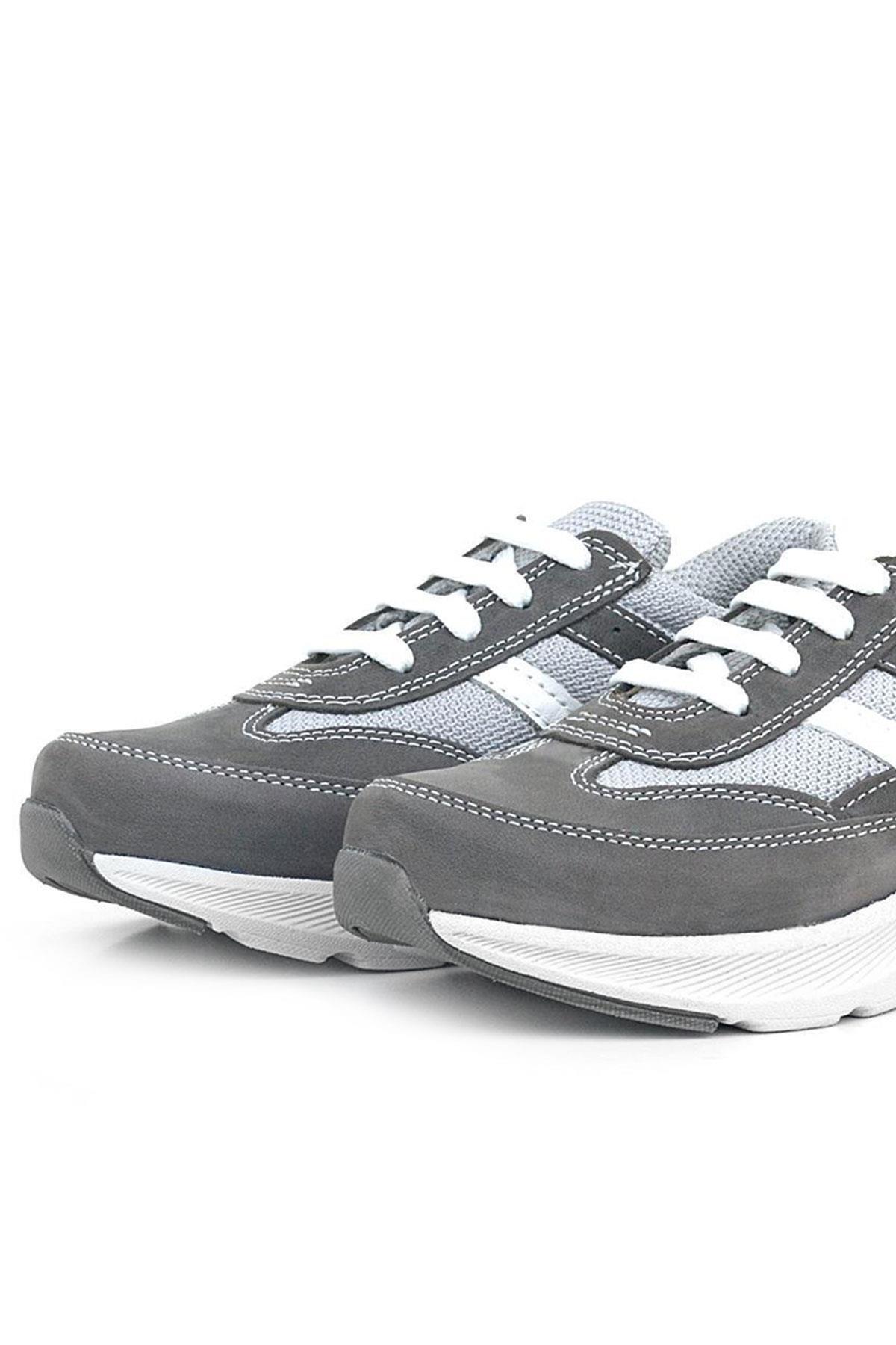 Rakerplus-Genuine Leather Anatomical Gray Laced Lightweight Children's Sports Shoes 6