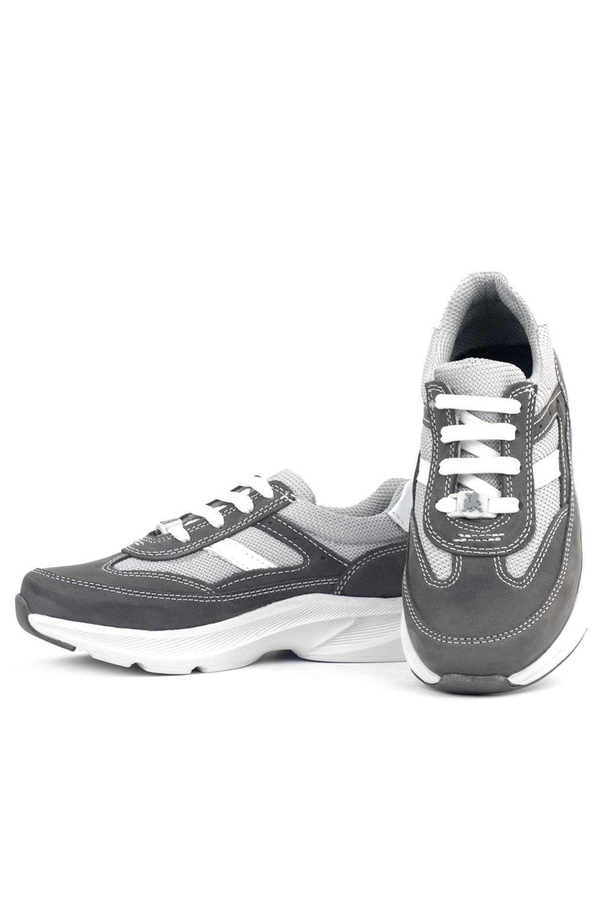 Rakerplus-Genuine Leather Anatomical Gray Laced Lightweight Children's Sports Shoes 7